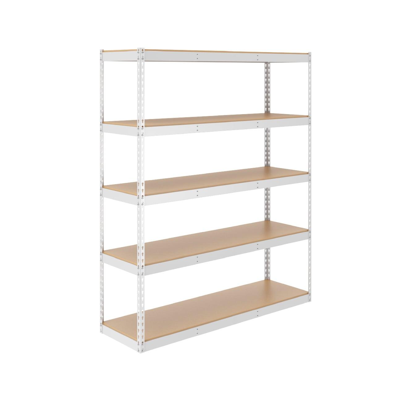 Modular White Steel Rivet Garage Shelving Unit 60" x 72"