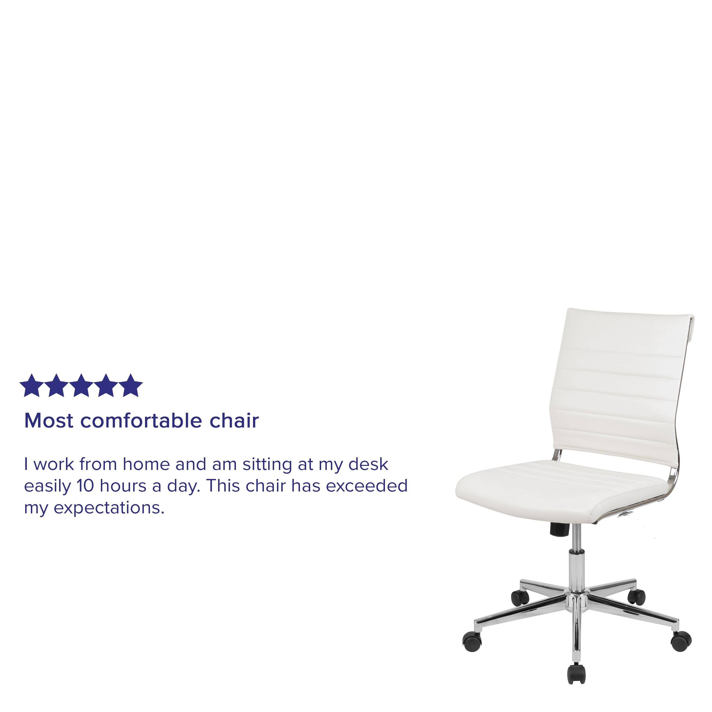 Flash Furniture Mid-Back Armless LeatherSoft Ribbed Executive Swivel Office Chair