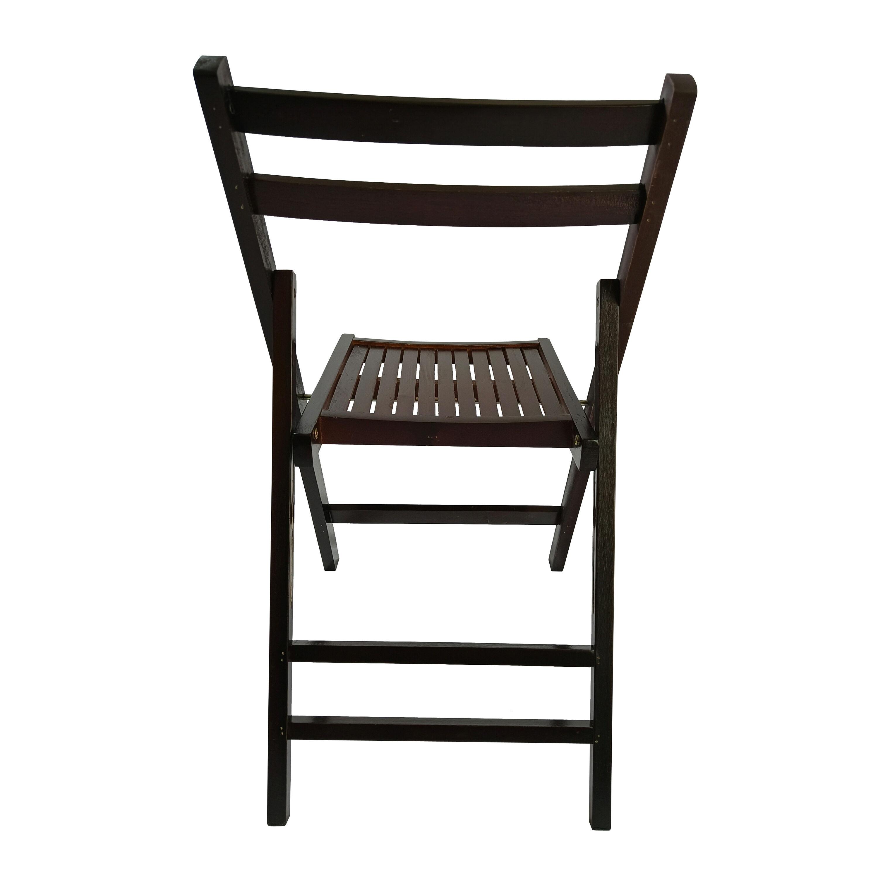 Cherry Wood Folding Dining Chairs Set of 4 with Slatted Seat