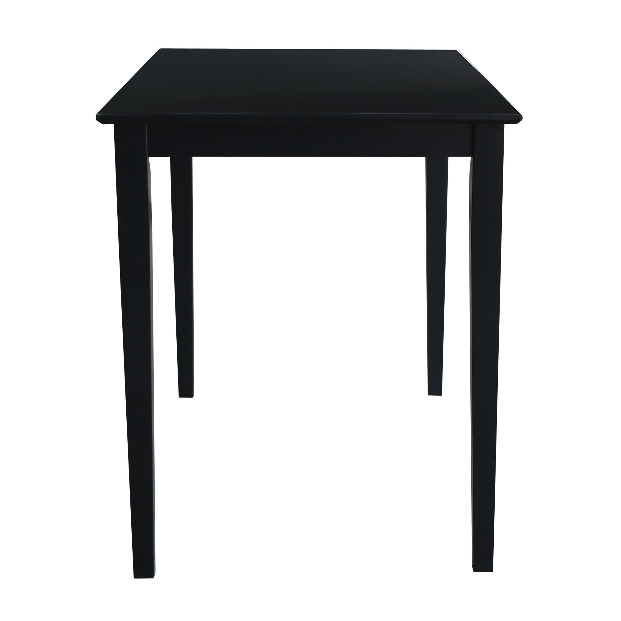 30" x 48" Solid Wood Top Counter Height Table with Shaker Legs Black - International Concepts: Parawood, Non-Extension