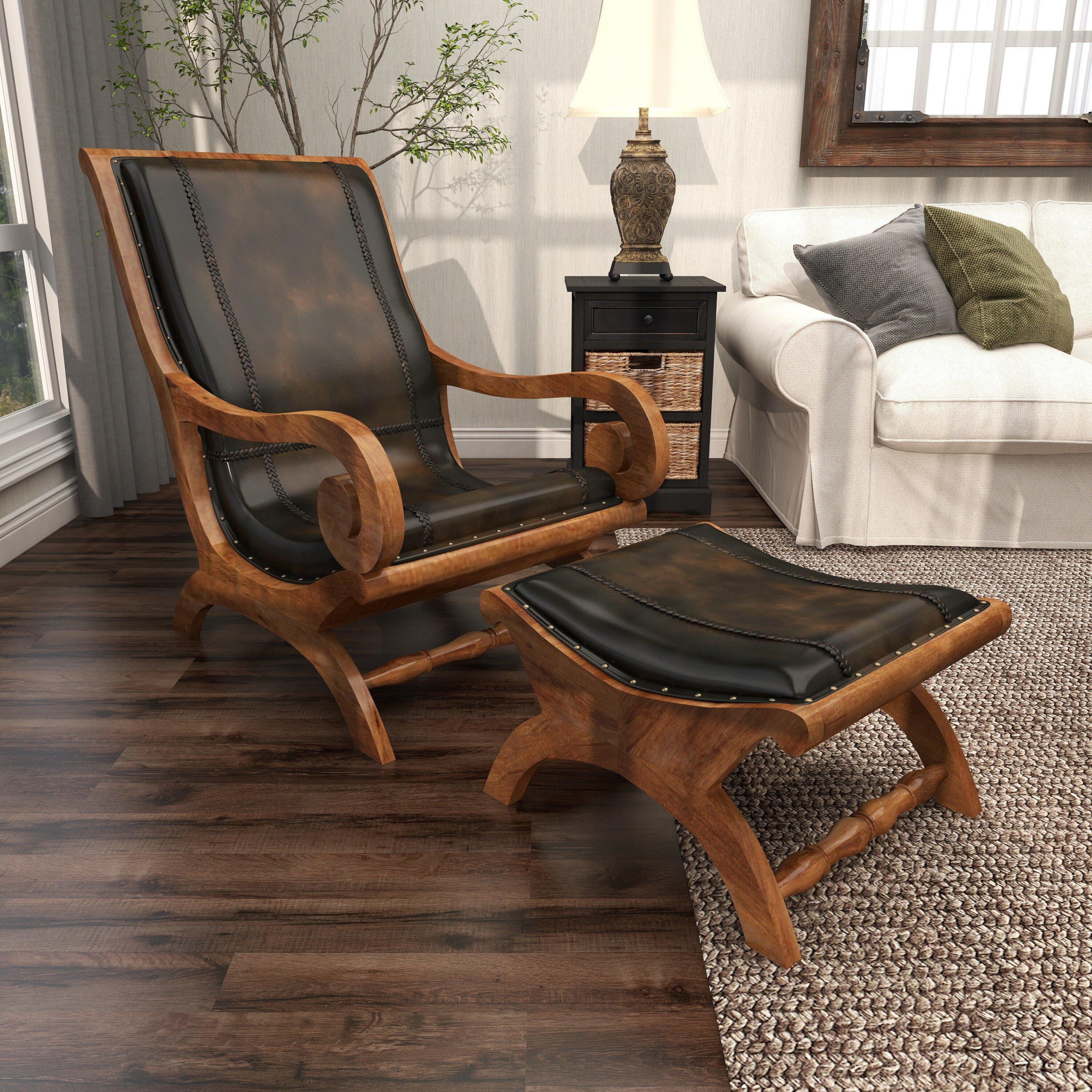 Traditional Leather Accent Chair Dark Brown - Olivia & May: Sturdy, Sophisticated, No Assembly Required