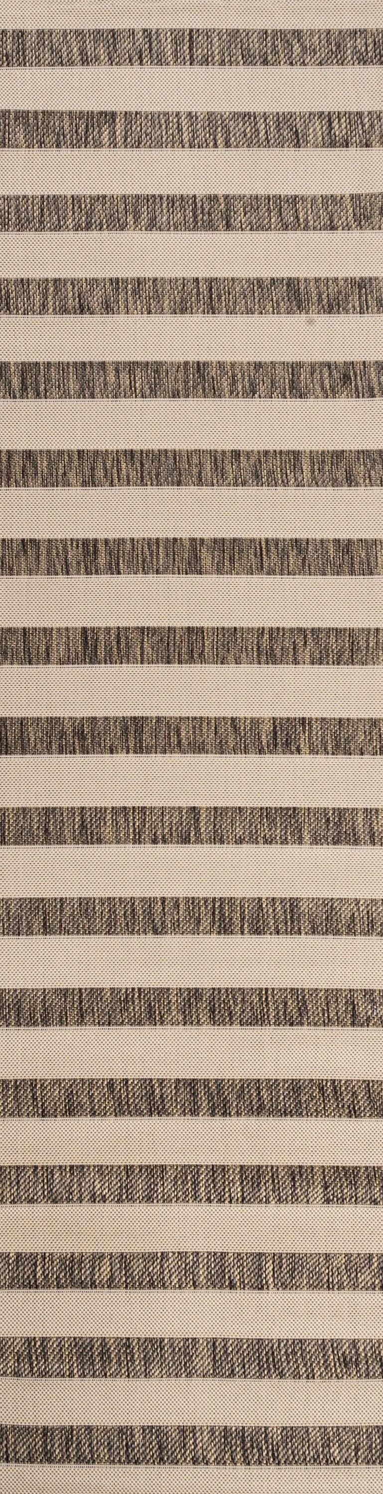 2'x10' Aveiro Wide Stripe Indoor/Outdoor Runner Rug, Beige/Brown - JONATHAN Y