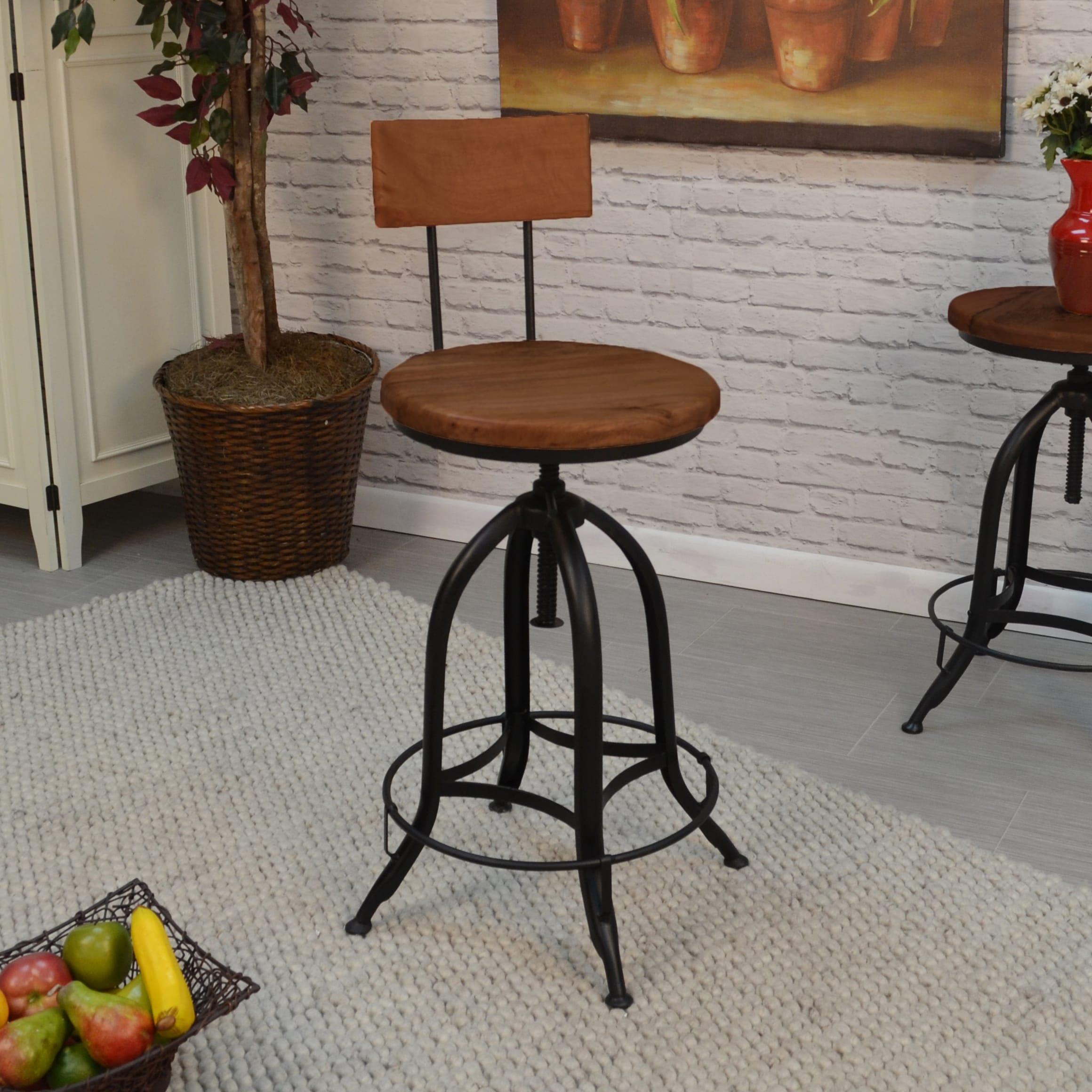 Carolina Classics Ryder Adjustable Bar Stool in Chestnut and Black