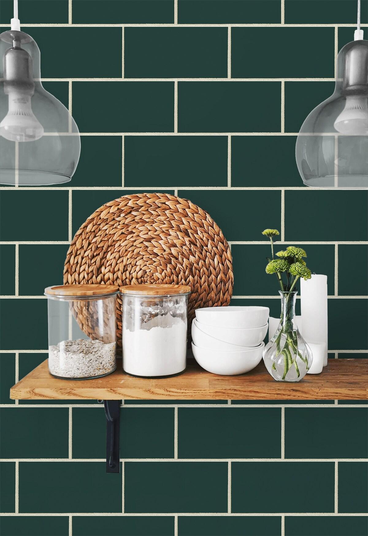 NextWall Retro Subway Tile Peel and Stick Wallpaper