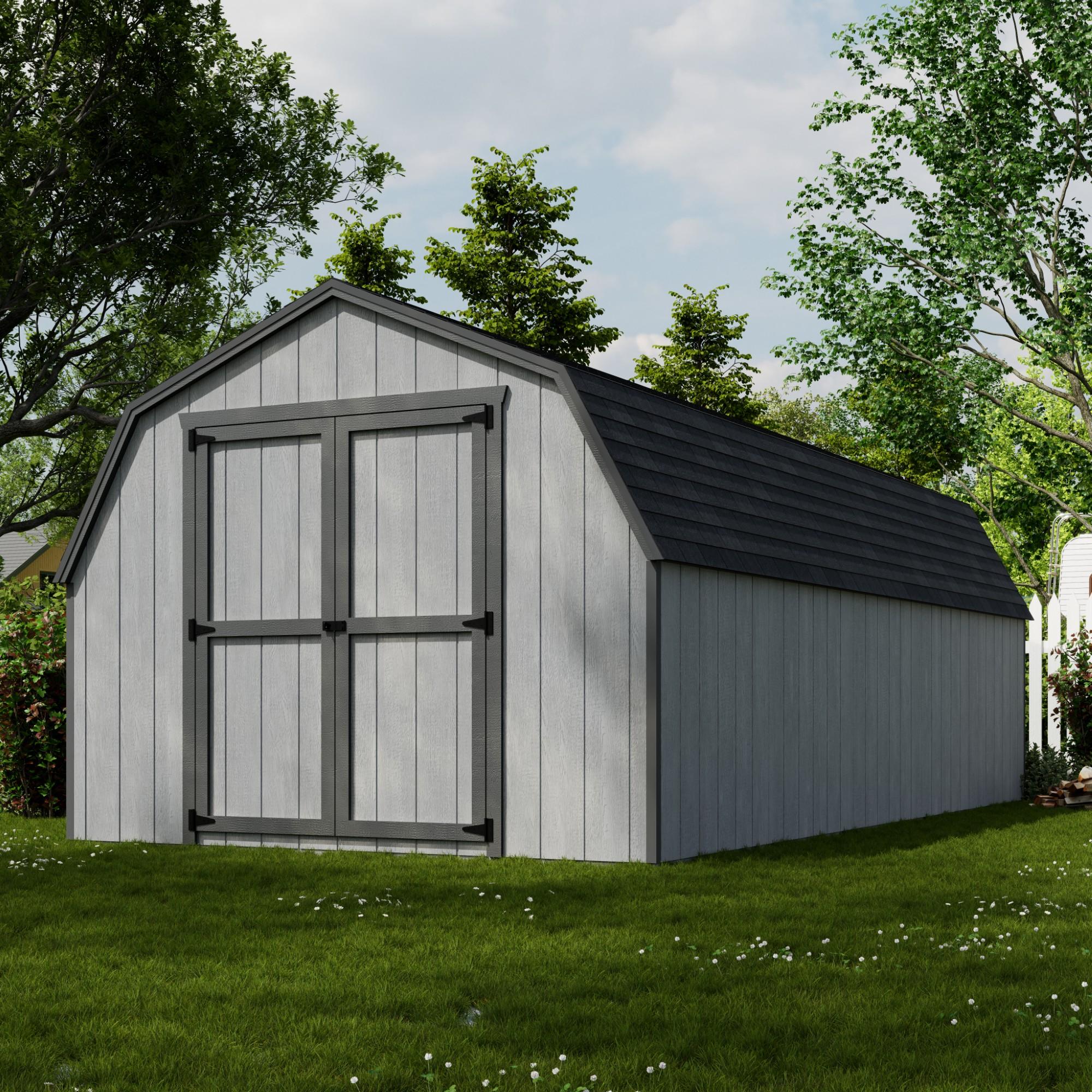 Little Cottage Co. 10x20 Value Gambrel Barn with 4 ft. Sidewalls with Floor, Outdoor Wood Storage Shed Do-It-Yourself Precut Kit