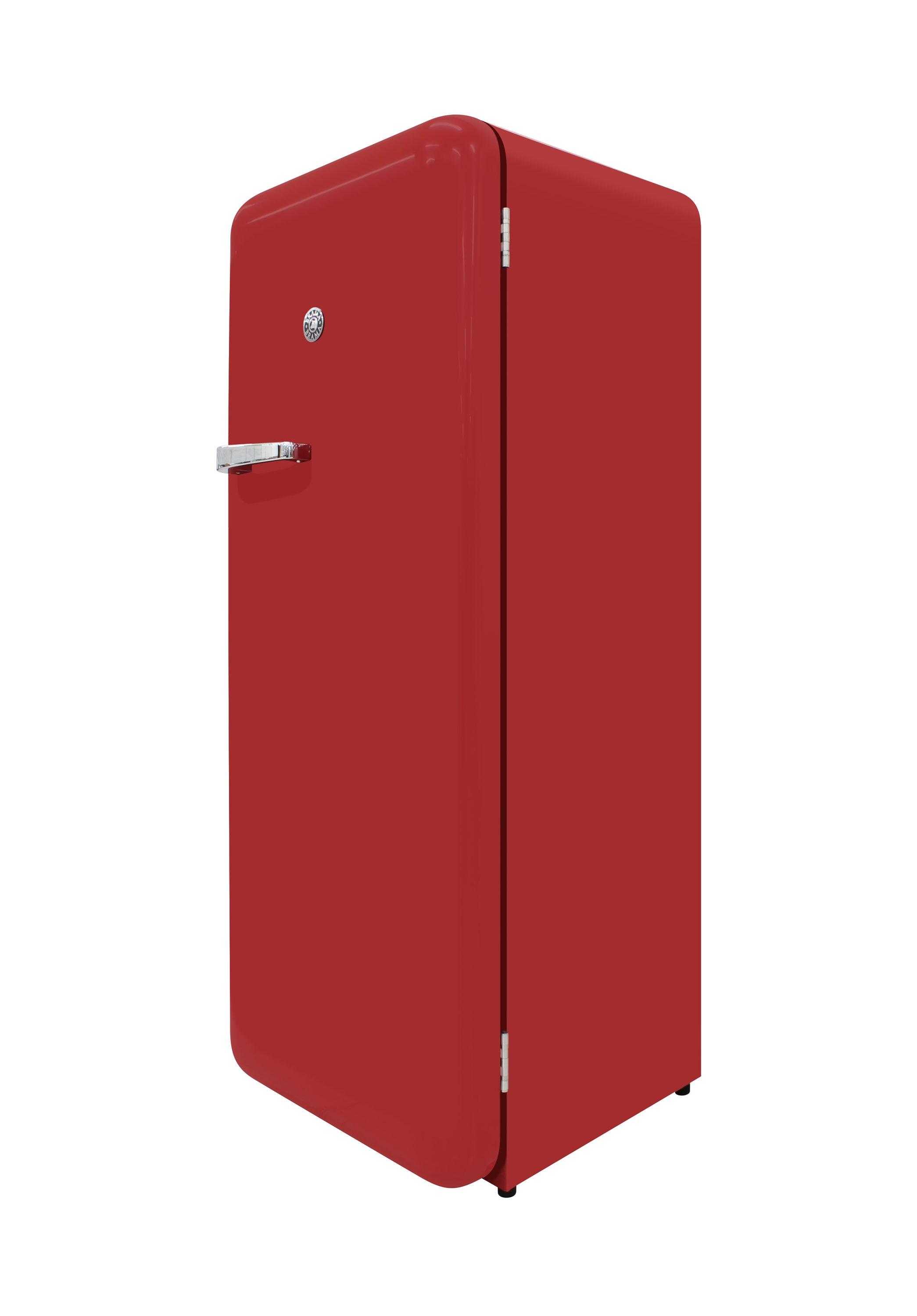 Brama 9.2 Cu.Ft. Retro Red Top-Freezer Refrigerator with Solid Steel Door