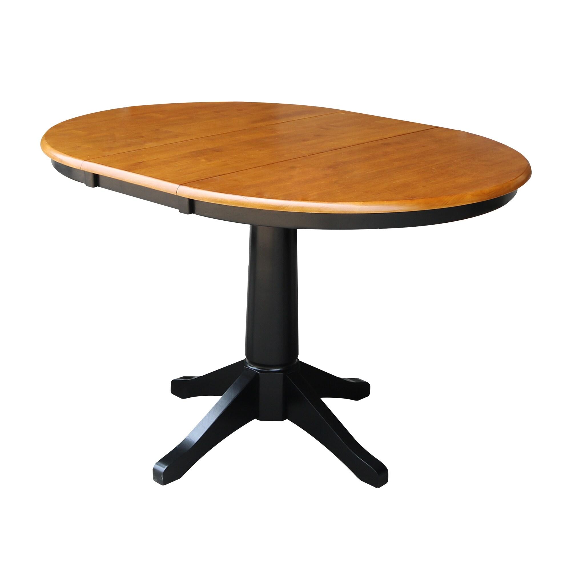 International Concepts 36" Magnolia Round Top Dining Table with 12" Leaf Black/Cherry: Hardwood Pedestal Frame, Removable Leaf