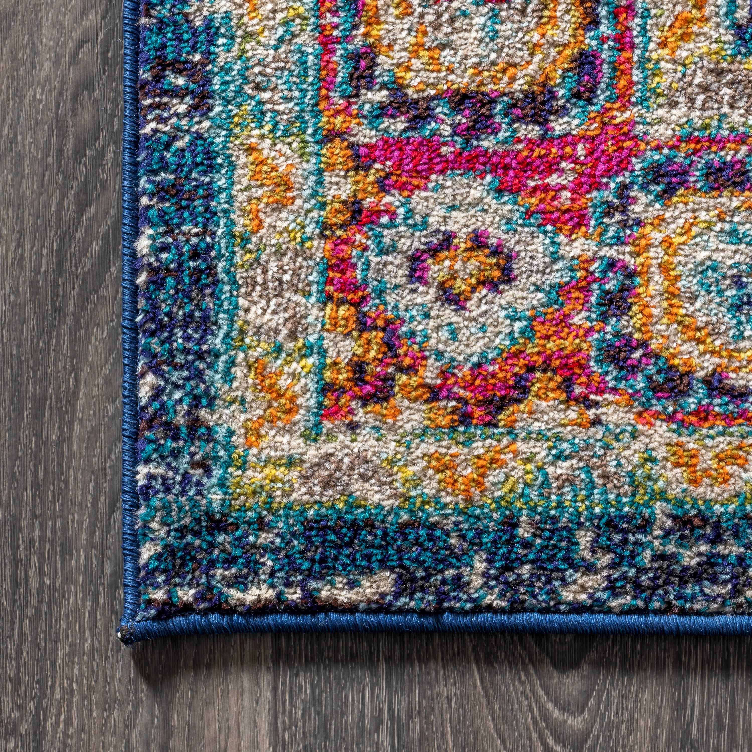 JONATHAN Y Bohemian FLAIR Boho Vintage Medallion Navy/Red 8 ft. x 10 ft. Area Rug