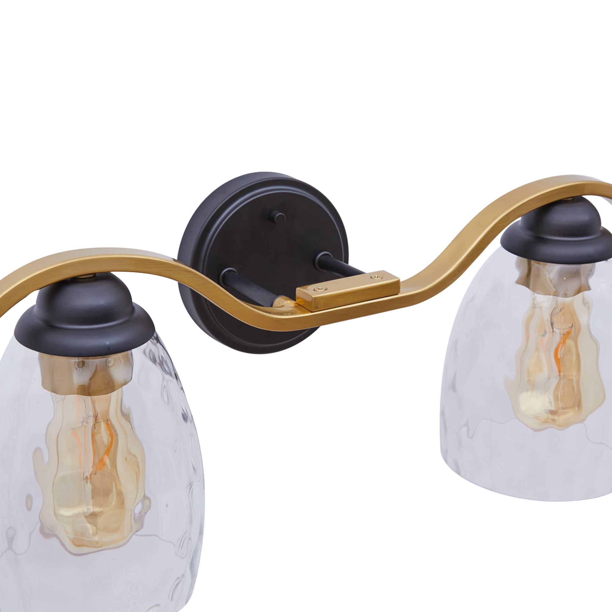 Mercer41 2-Light Modern Bathroom Vanity Wall Sconce with Hammered Glass Shades and 3-Stage Touch Dimmer