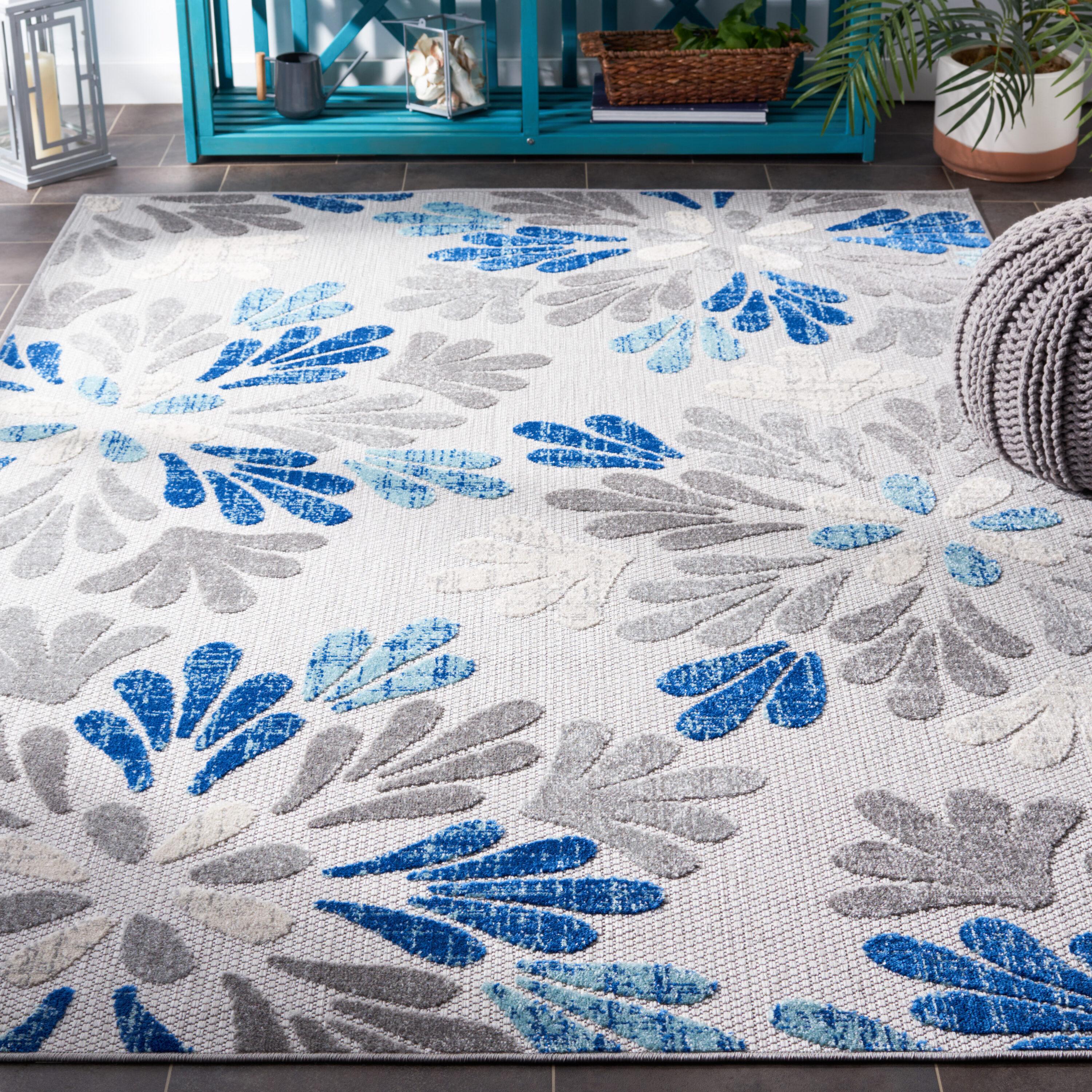 Cabana CBN800 Power Loomed Indoor/Outdoor Area Rug - Grey/Blue - 4'x6' - Safavieh.