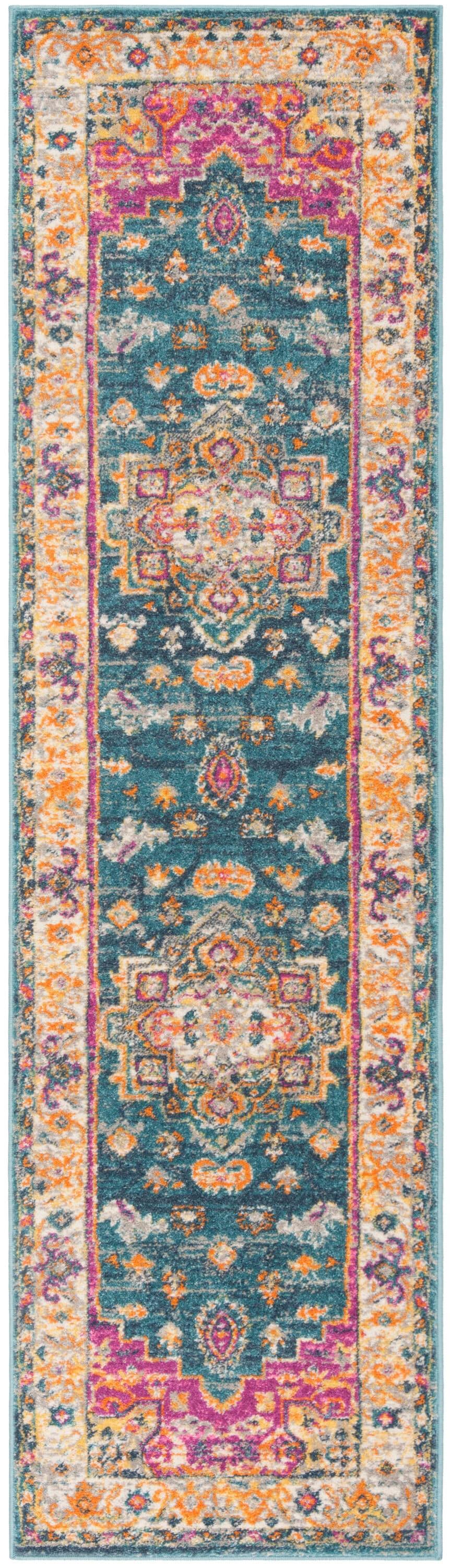 Madison 200 MAD202 Power Loomed Indoor Runner Rug - Blue/Multi - 2'3"x10' - Safavieh