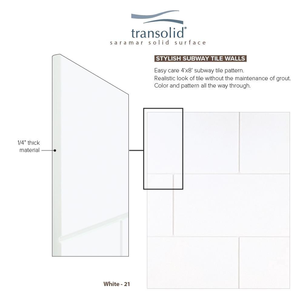 Transolid SaraMar 36'' W 36'' D 72'' H Glue Up Solid Surface Wall