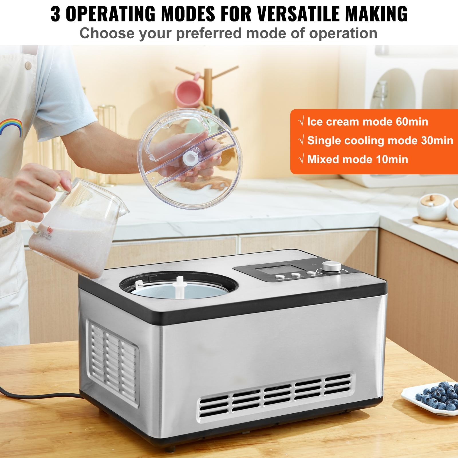 VEVOR VEVOR 2 Quart Automatic Ice Cream Machine Electric Yogurt Gelato Make Silver