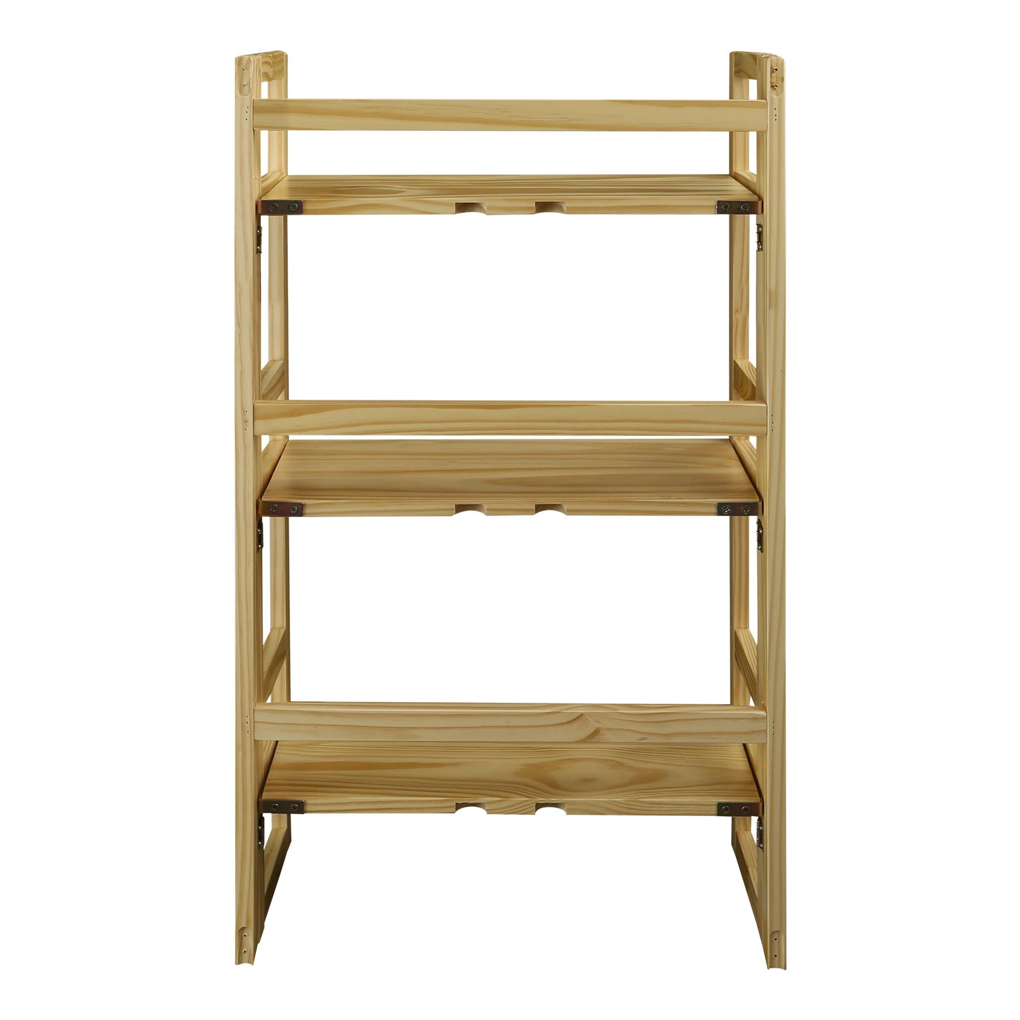 Casual Home 3 Shelf Folding Student Office Bedroom Living Room Bookcase, Natural