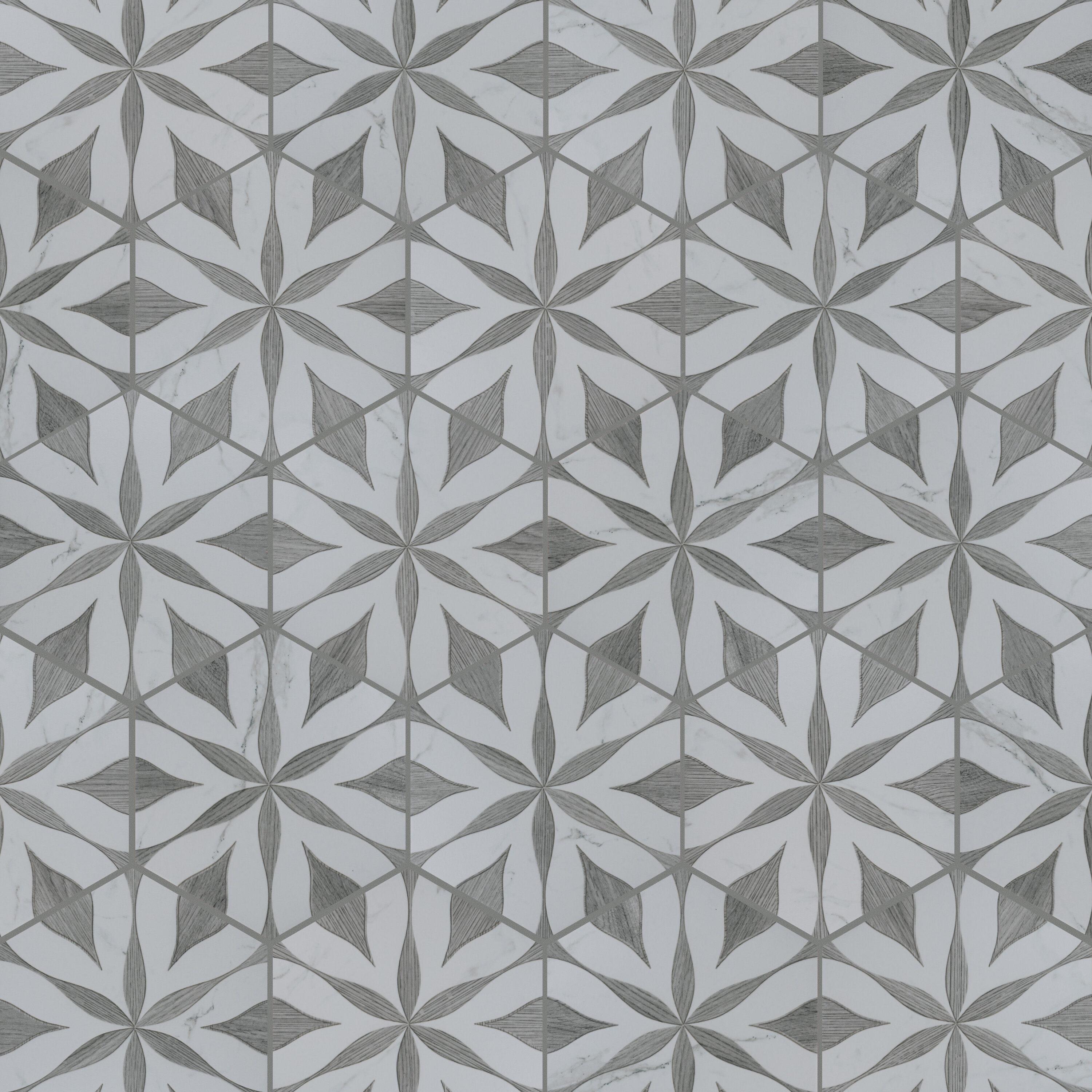 Llama Flower Loire 8-5/8 In. X 9-7/8 In. Porcelain Floral Look Wall & Floor Tile