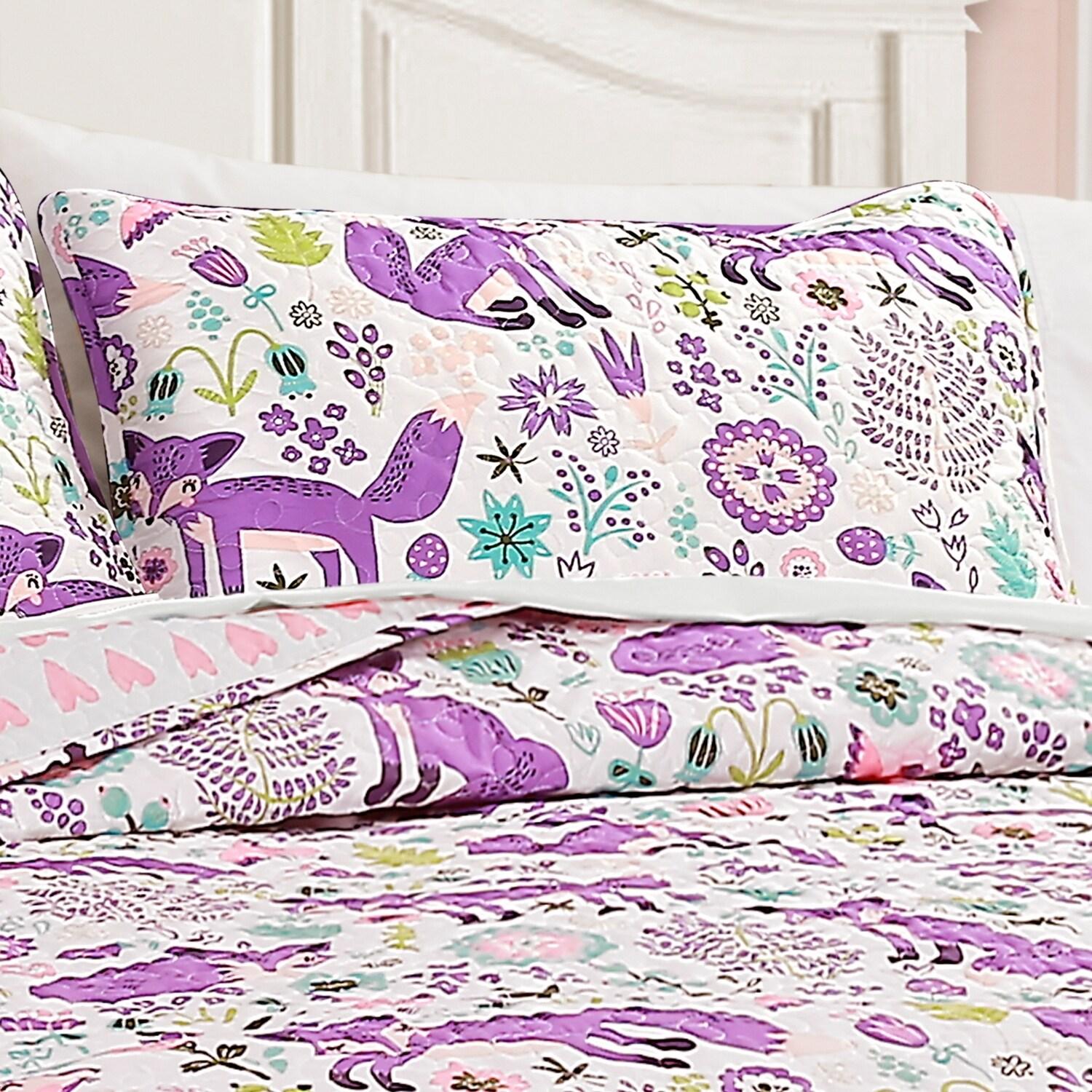 Lush Decor Microfiber Reversible Traditional 4 Piece Quilt Set