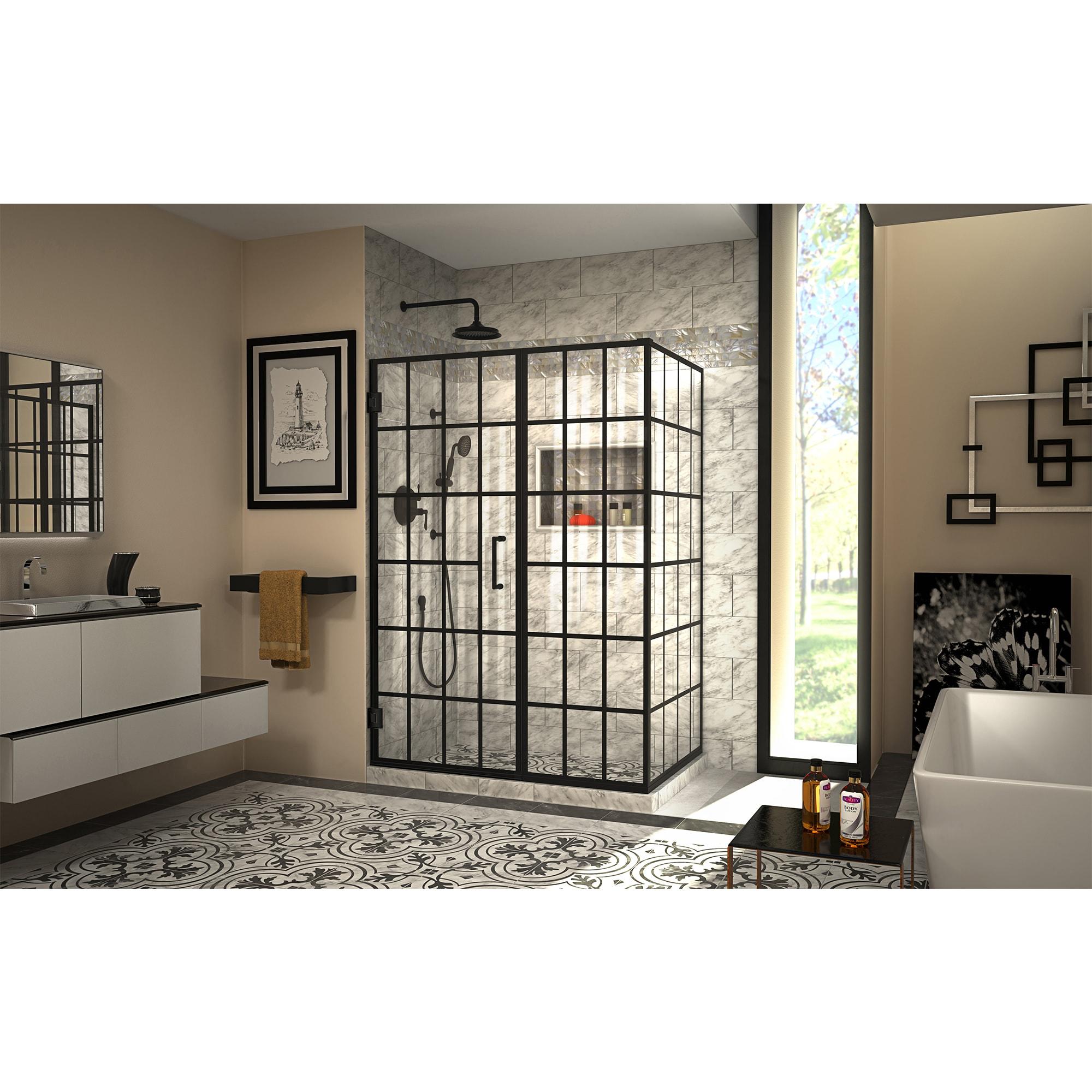 Unidoor Toulon Frameless 51.88" x 72" Rectangle Hinged Shower Enclosure