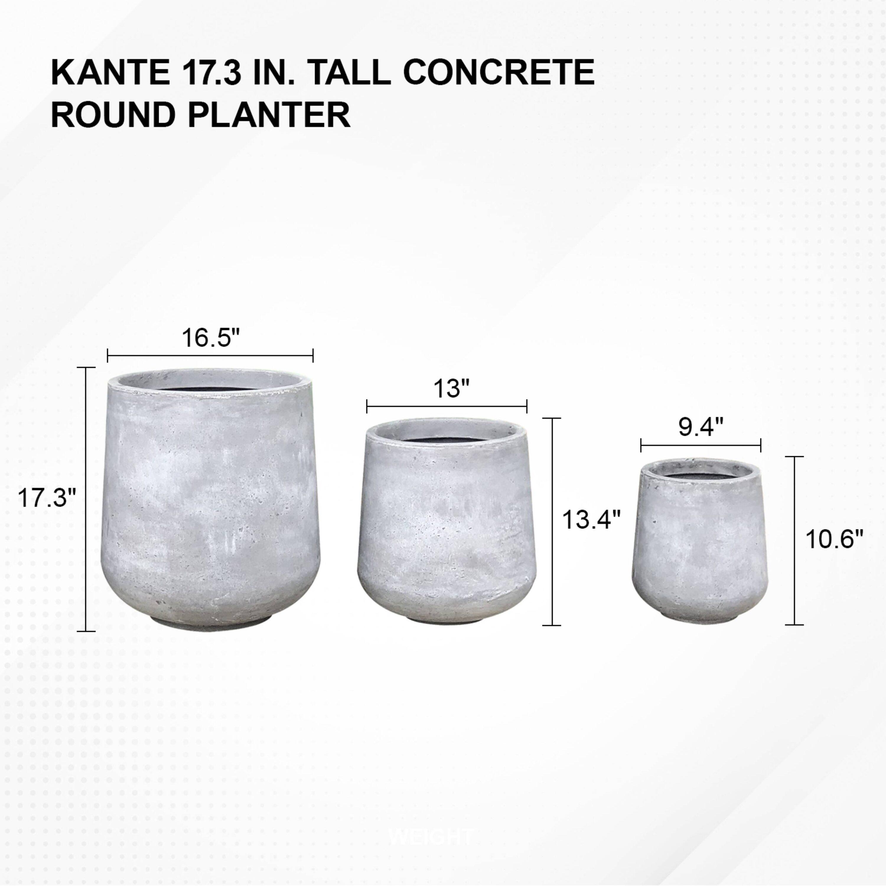 Kante Set of 3 Lightweight Concrete Footed Tulip Outdoor Planter - Rosemead Home & Garden, Inc.: Modern Design Patio Pots