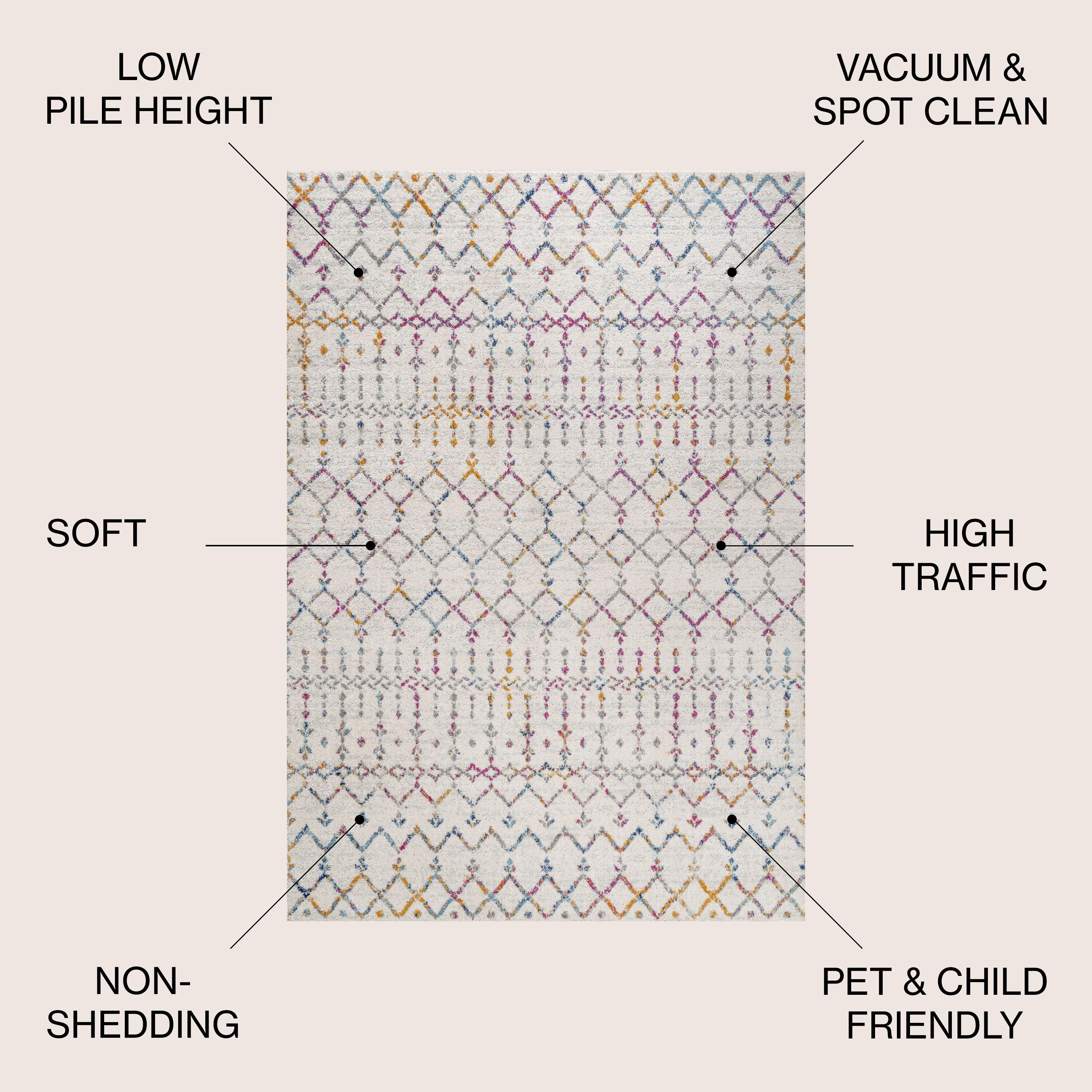 JONATHAN Y Moroccan HYPE Boho Vintage Diamond Ivory/Multi 3 ft. x 5 ft. Area Rug