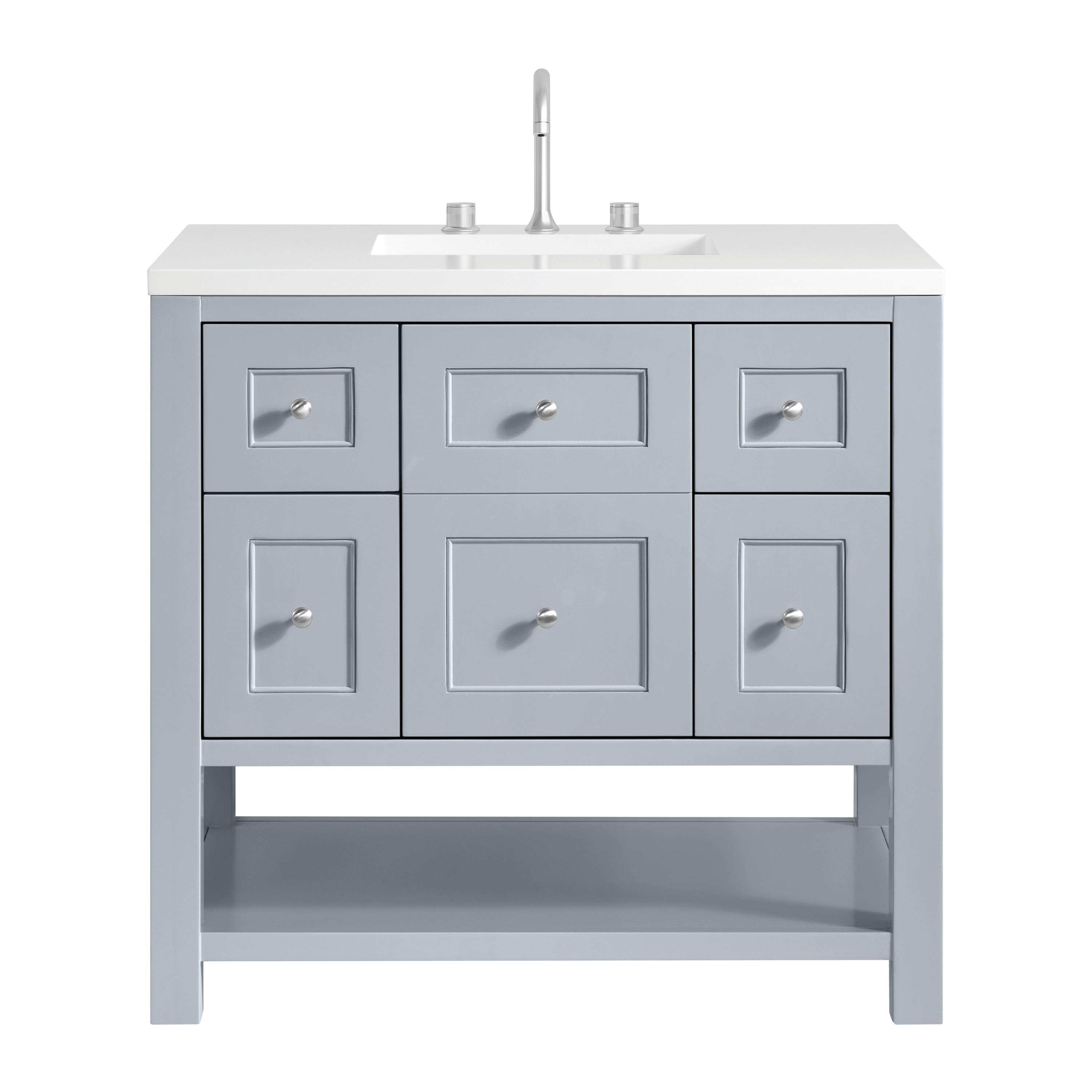 James Martin Vanities 330-V36-SRB-3LDL 36 in. Breckenridge Single Vanity with 3 cm Lime Delight Quartz Top, Serenity Blue