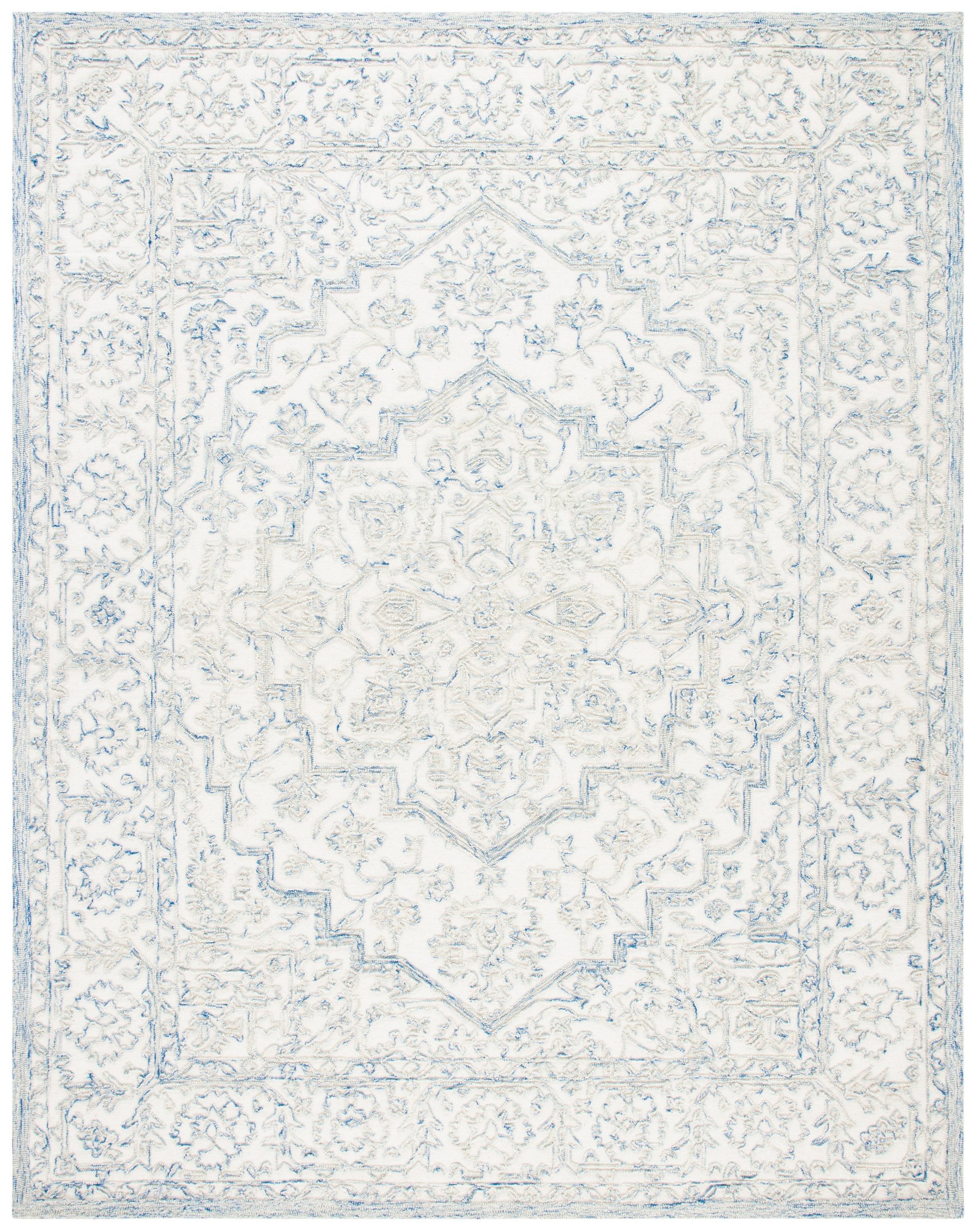 Trace TRC302 Hand Tufted Area Rug - Ivory/Blue - 8'x10' - Safavieh.