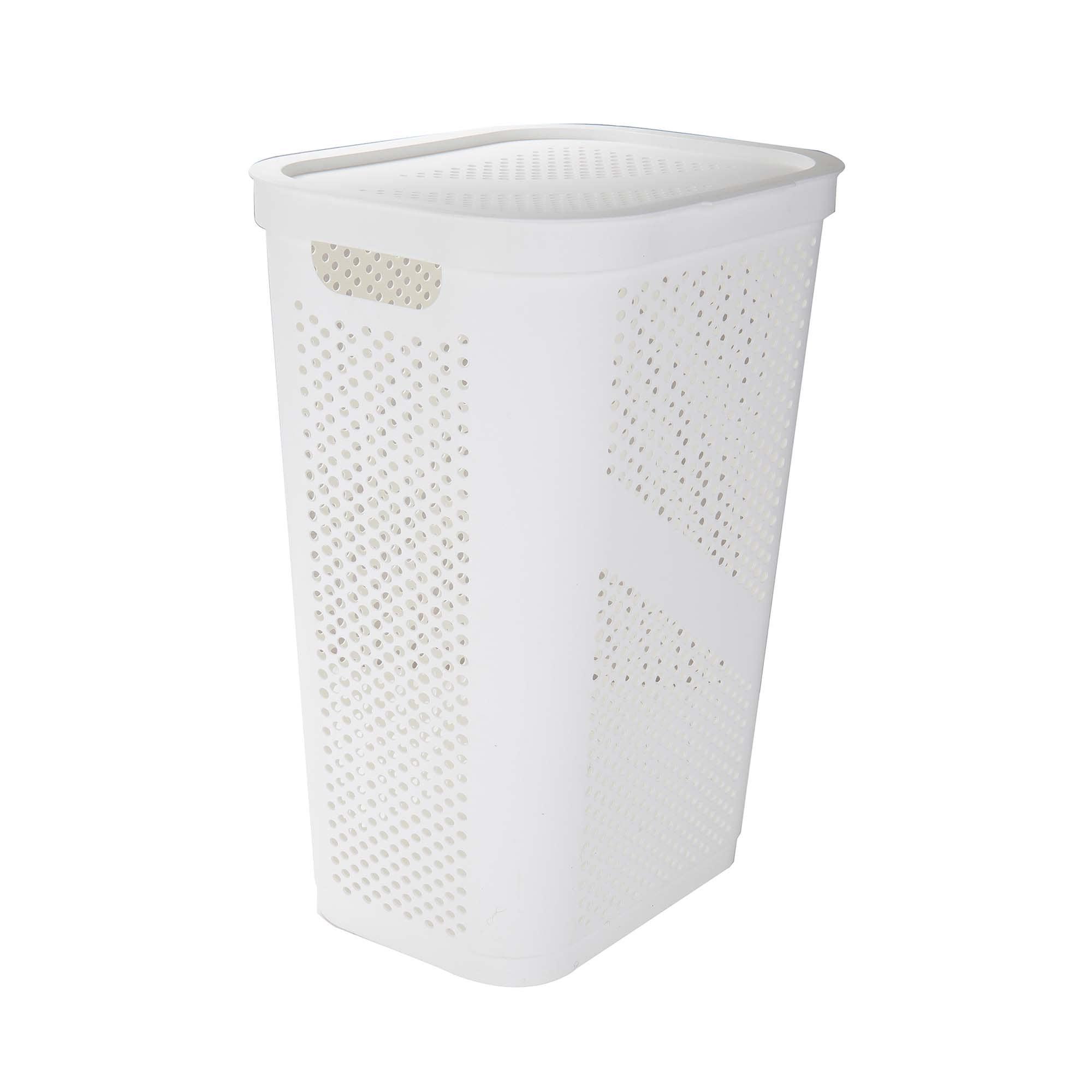 Mind Reader Mind Reader 60L Slim Laundry Hamper, Clothes Basket, Lid, Ventilated, Plastic, 17.25"L x 13.75"W x 23.5"H, 2-Pack