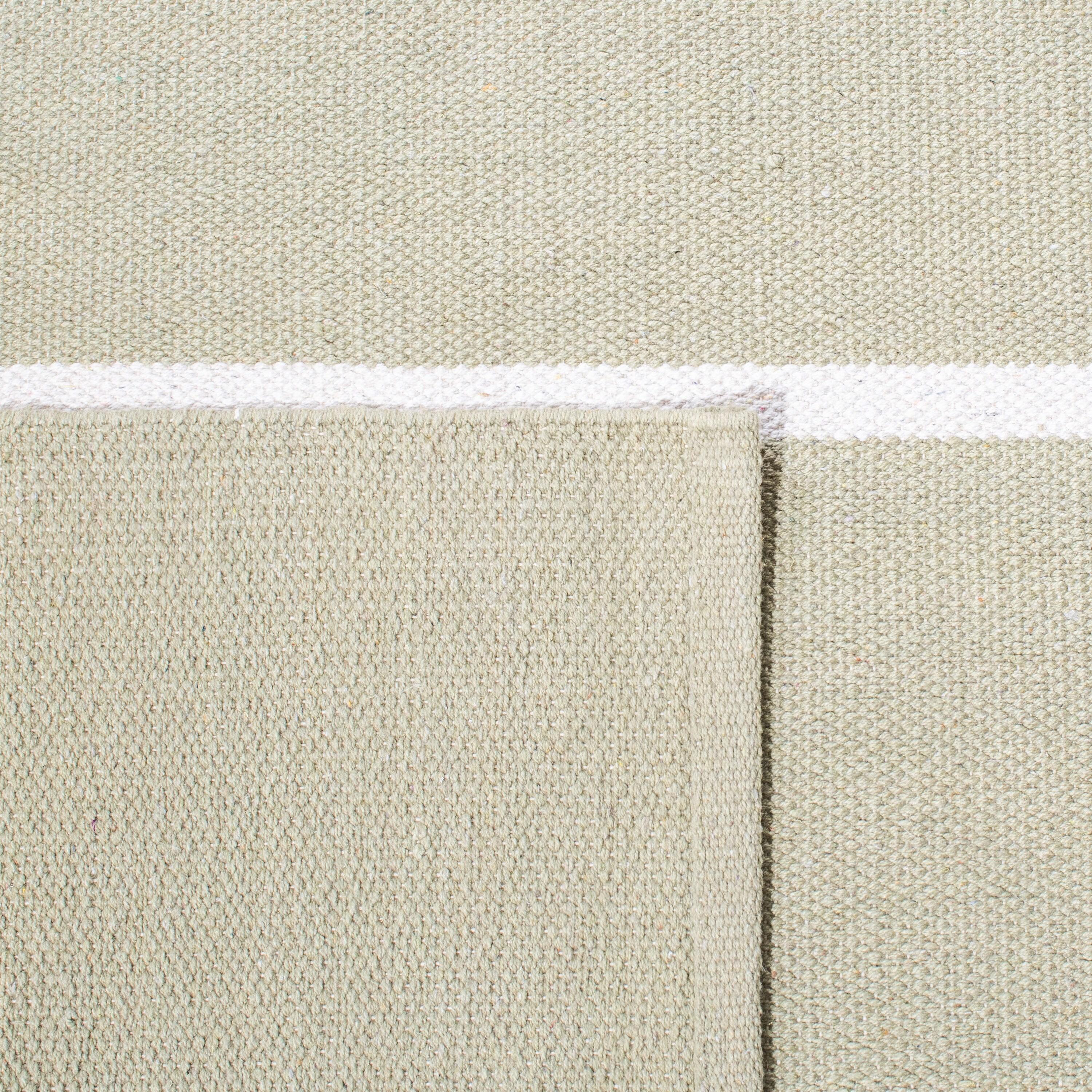 SAFAVIEH Montauk Oswald Geometric Striped Cotton Area Rug, Ivory/Light Green, 6' x 6' Square