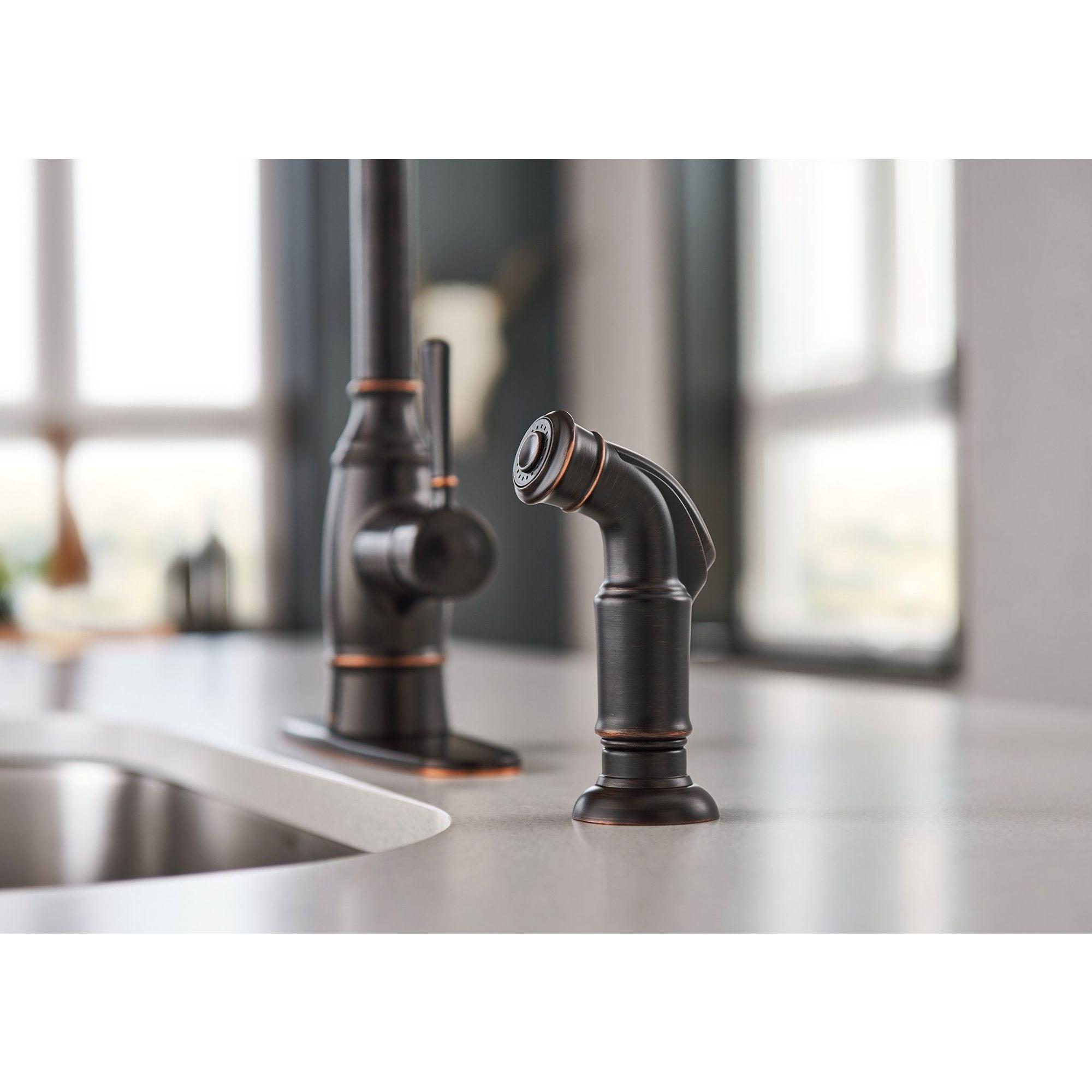 Noell Single-Handle Standard Kitchen Faucet with Side Sprayer, Deckplate Sold Separately