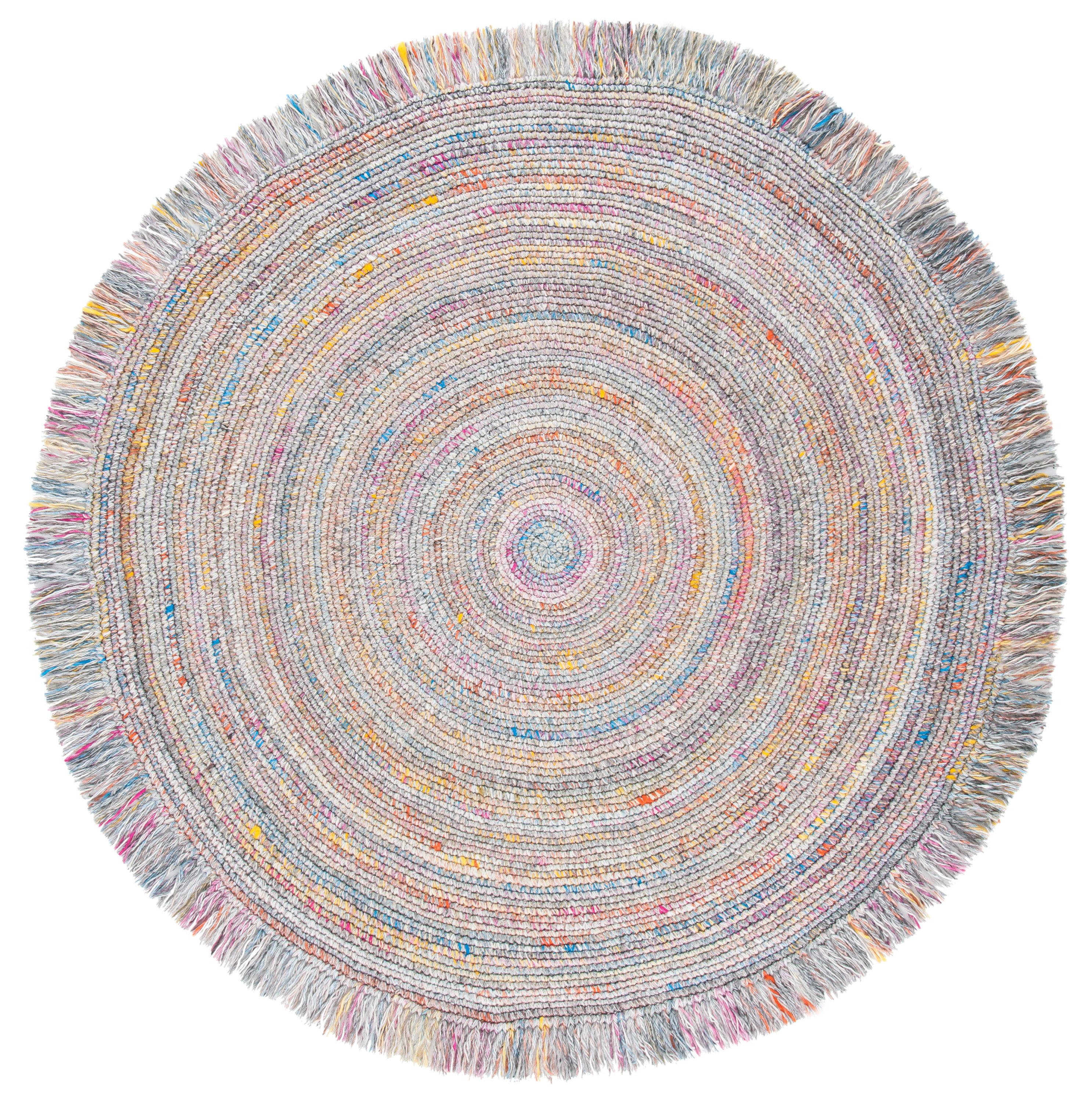 Braided BRD210 Hand Woven Area Rug - Ivory/Multi - 5' Round - Safavieh.
