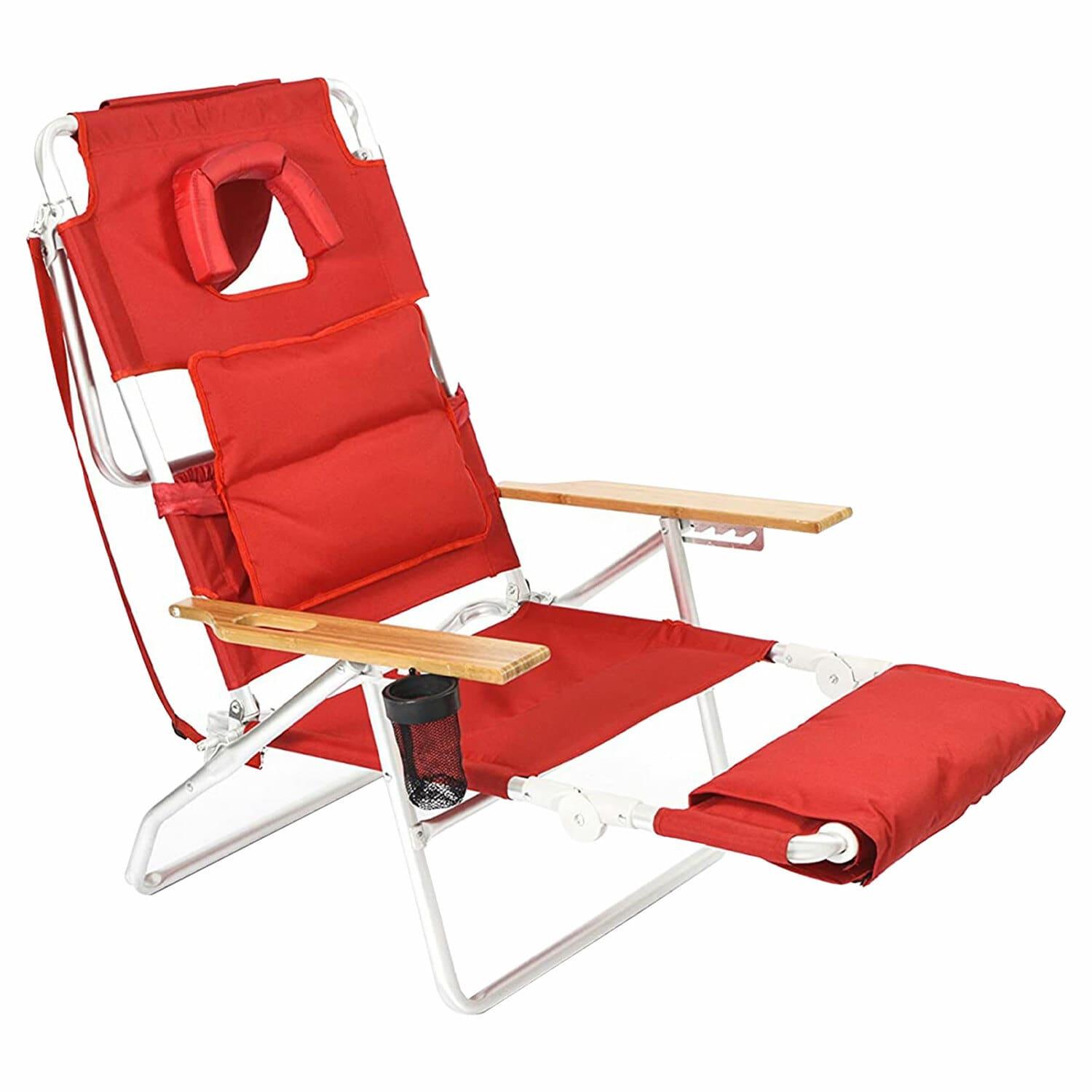Ostrich Ostrich Deluxe Padded Lightweight Portable Adjustable Outdoor Reclining Folding Chair with Footrest