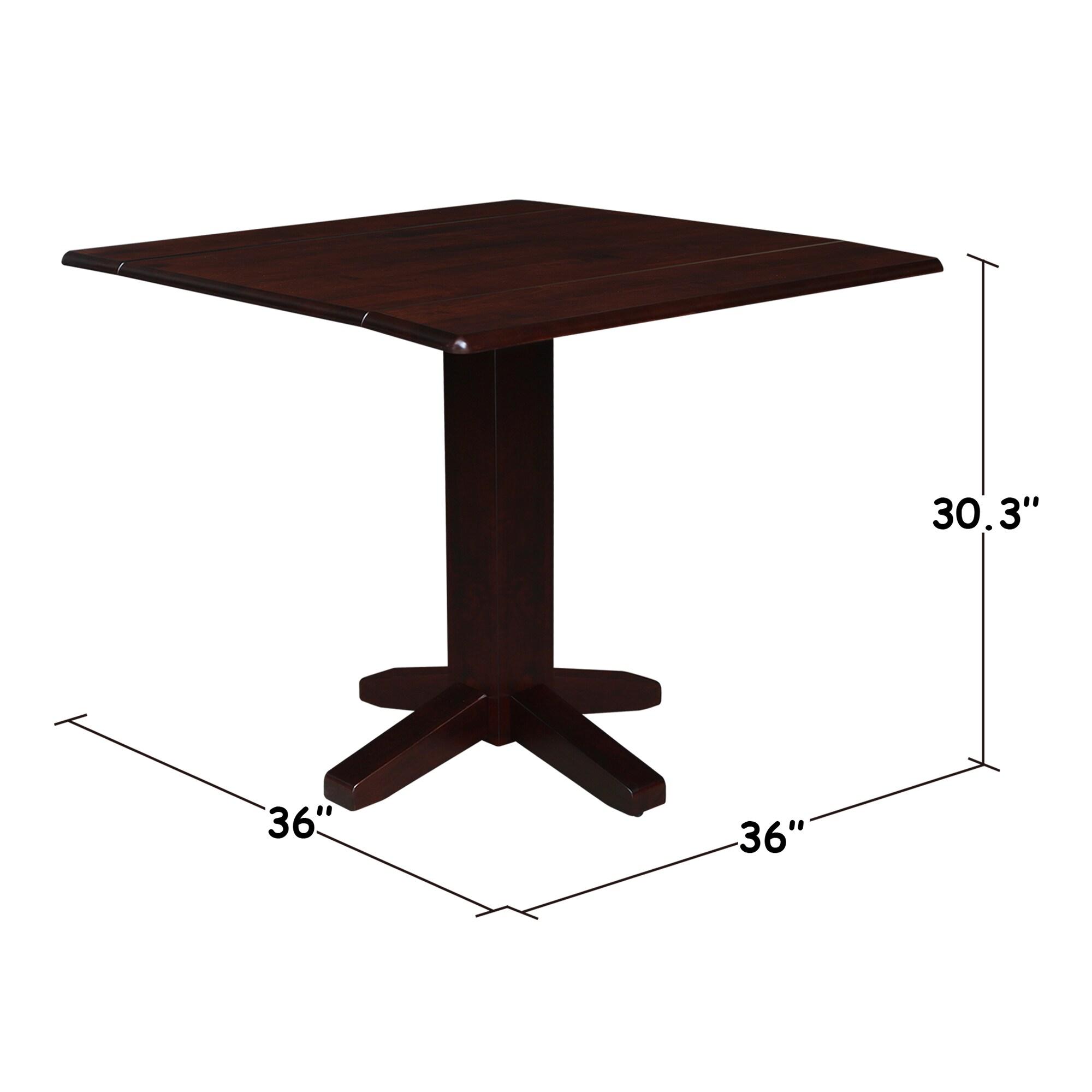 36" Sanders Square Dual Dining Table Rich Mocha - International Concepts: Solid Wood, 4-Seater Kitchen Table