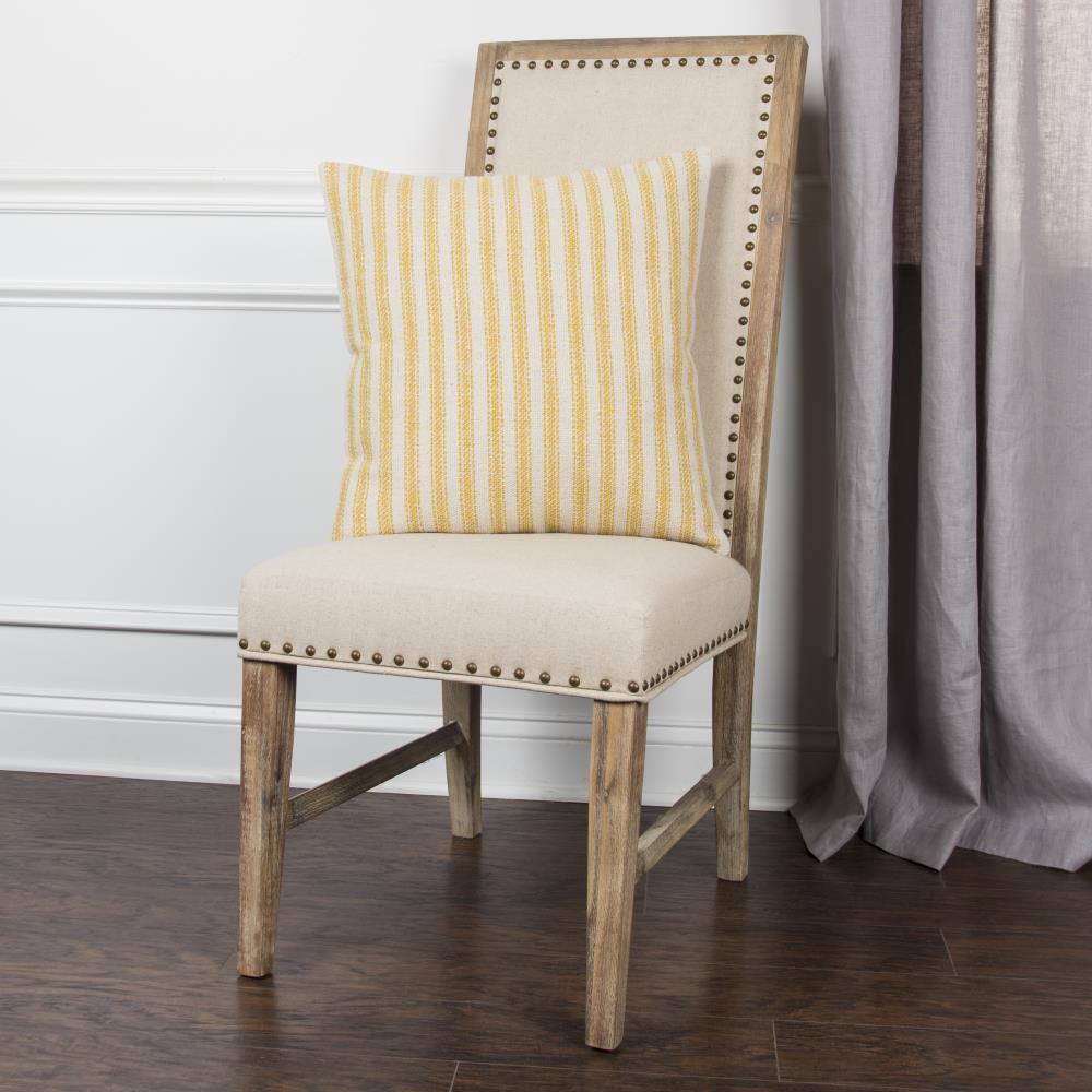 Saro Lifestyle 20"x20" Oversize Ticking Striped Square Throw Pillow Natural/Gold : 20x20 Inch Polyester, Machine Washable Cloth Napkins