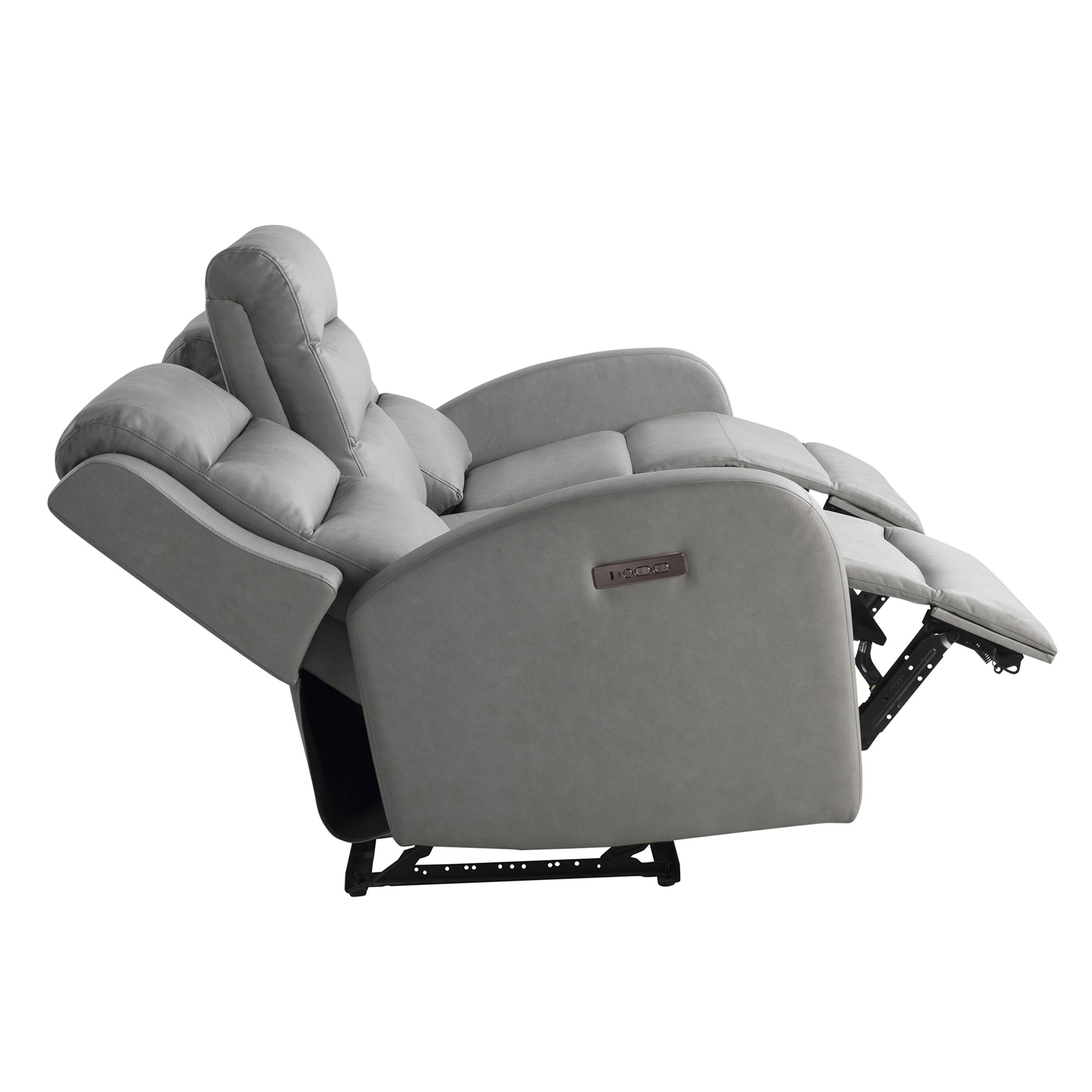 Relax-A-Lounger Alpine Power Recliner Sofa Gray Vegan Leather