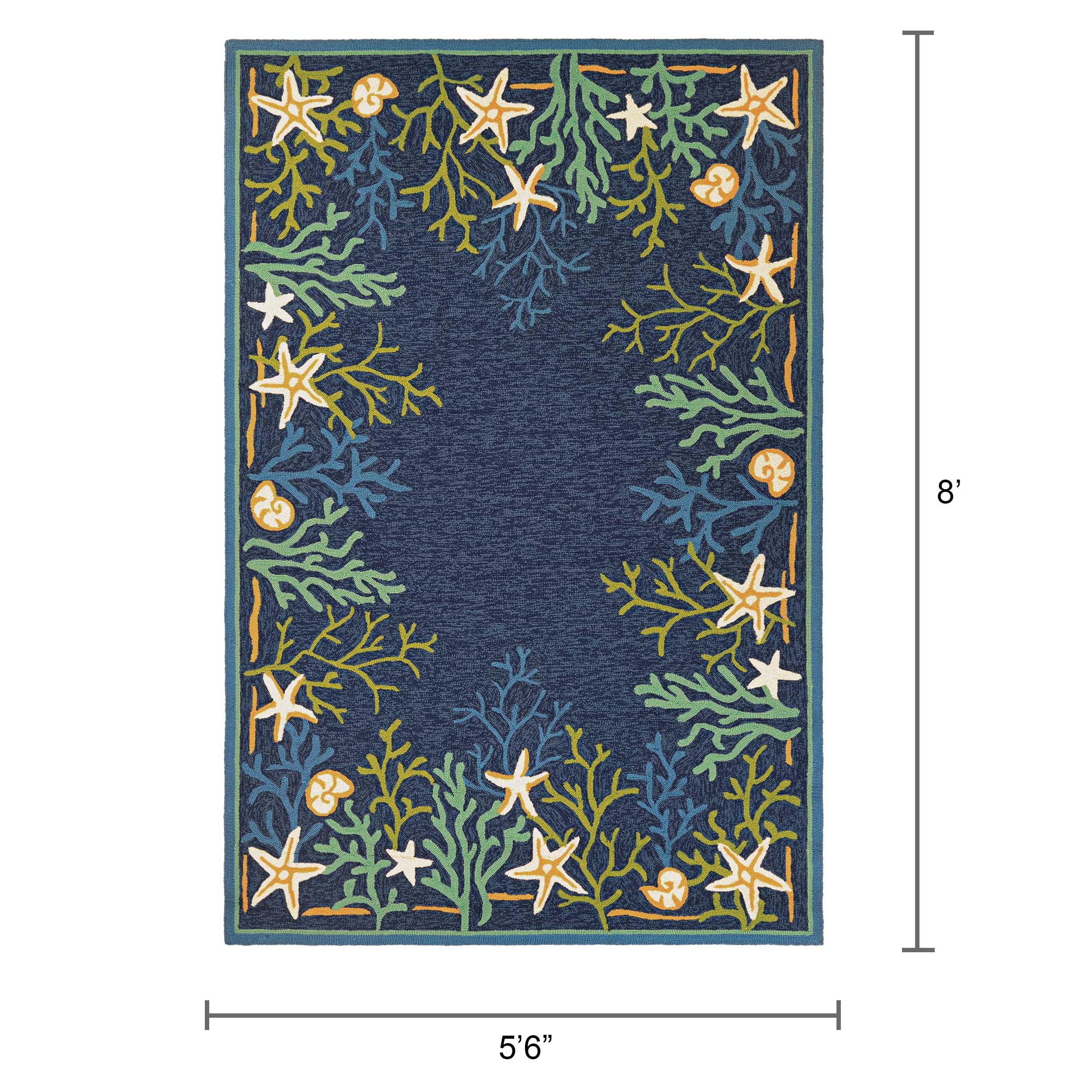 Couristan Outdoor Escape Sea Water Indoor / Outdoor Area Rug, Ocean Blue-Aqua, 5'6" x 8'