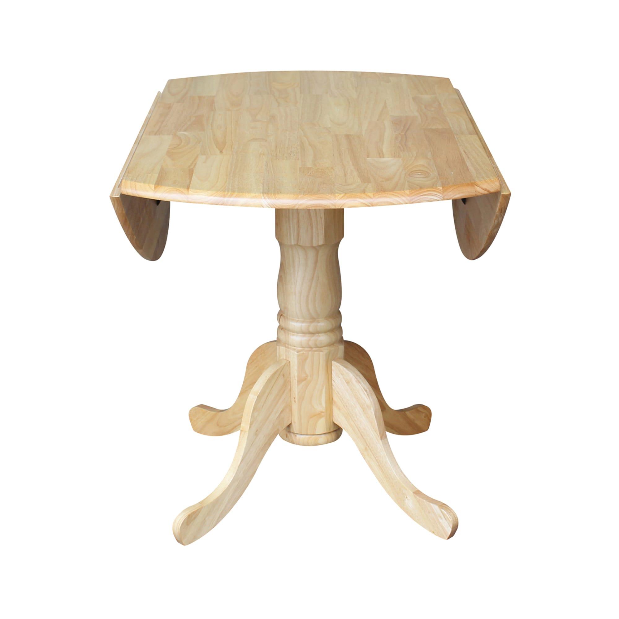 International Concepts 42" Dual Drop Leaf Table with 2 Madrid Chairs - Natural - Set of 3