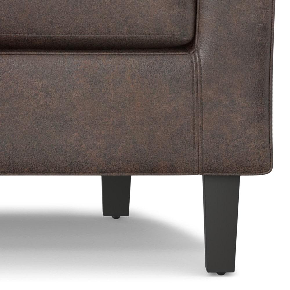 Simpli Home Austin 30"W Upholstered Vegan Faux Leather Contemporary Tub Accent Chair with High Arms and Deep Seat