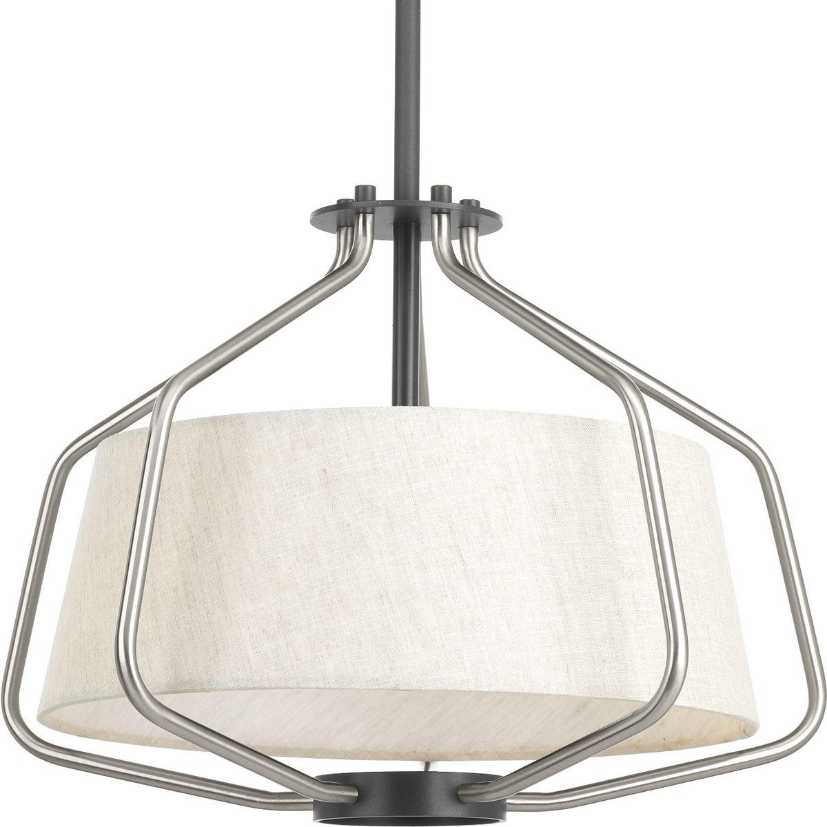P350102-009-Progress Lighting-Hangar - Close-to-Ceiling Light - 2 Light - Drum Shade in Farmhouse style - 16 Inches wide by 13.25 Inches high-Brushed
