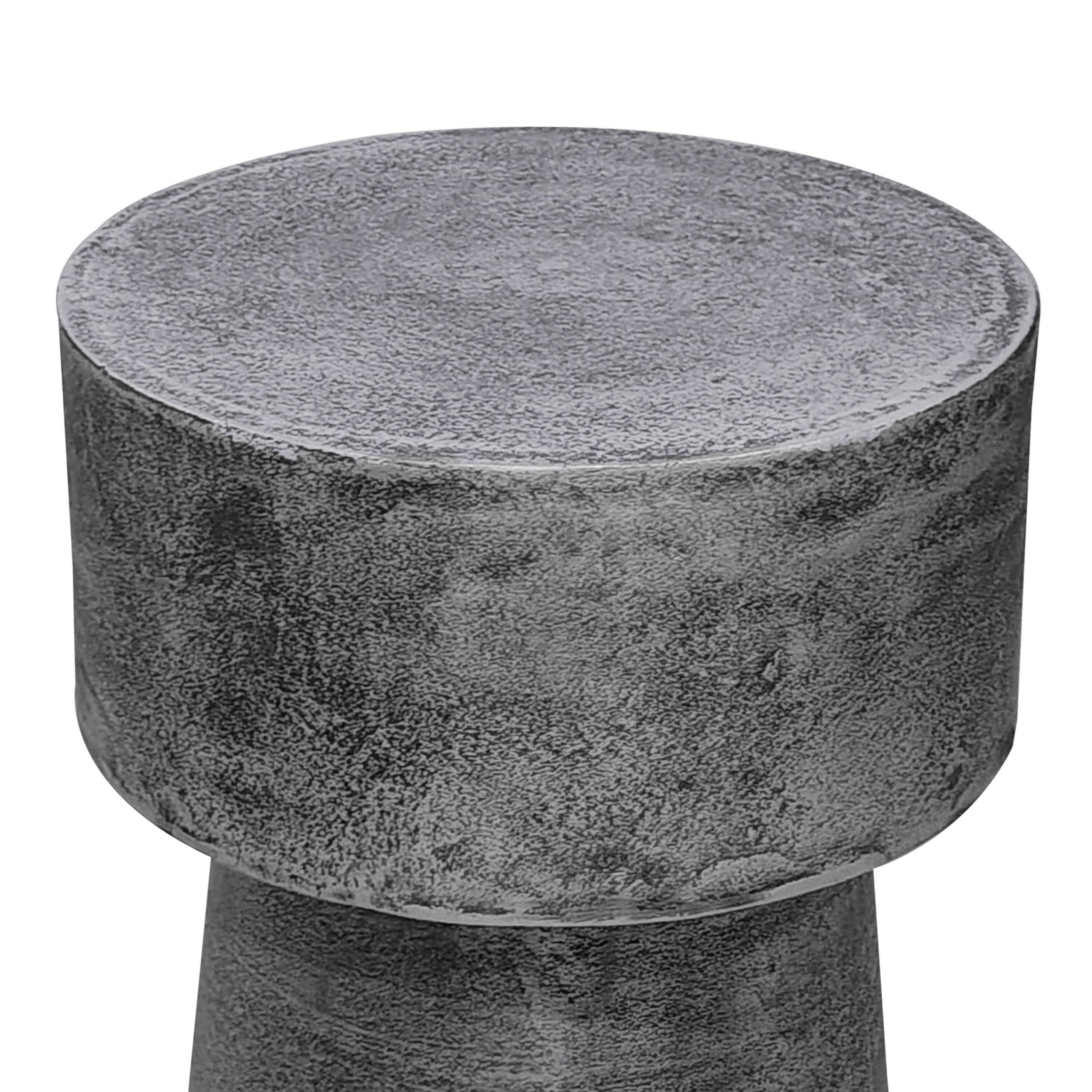17 Stories Vintage Accent Side Table, 15.5 Inch Round, Antique Silver Cast Aluminum Drum Base