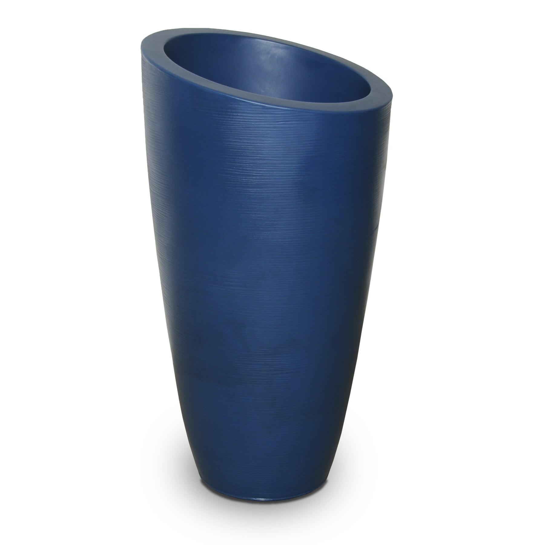 Neptune Blue Tall Polyethylene Outdoor Planter