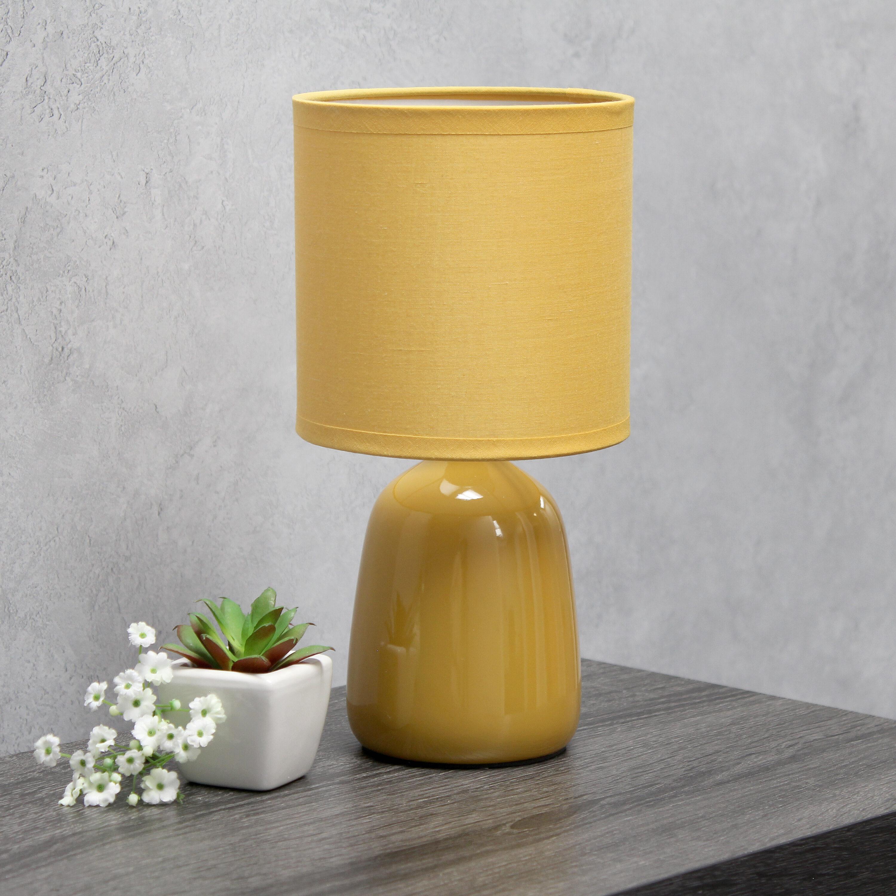 10.04" Traditional Ceramic Thimble Base Bedside Lamp with Fabric Shade - Simple Designs: For Kids Bedroom & Office Desk