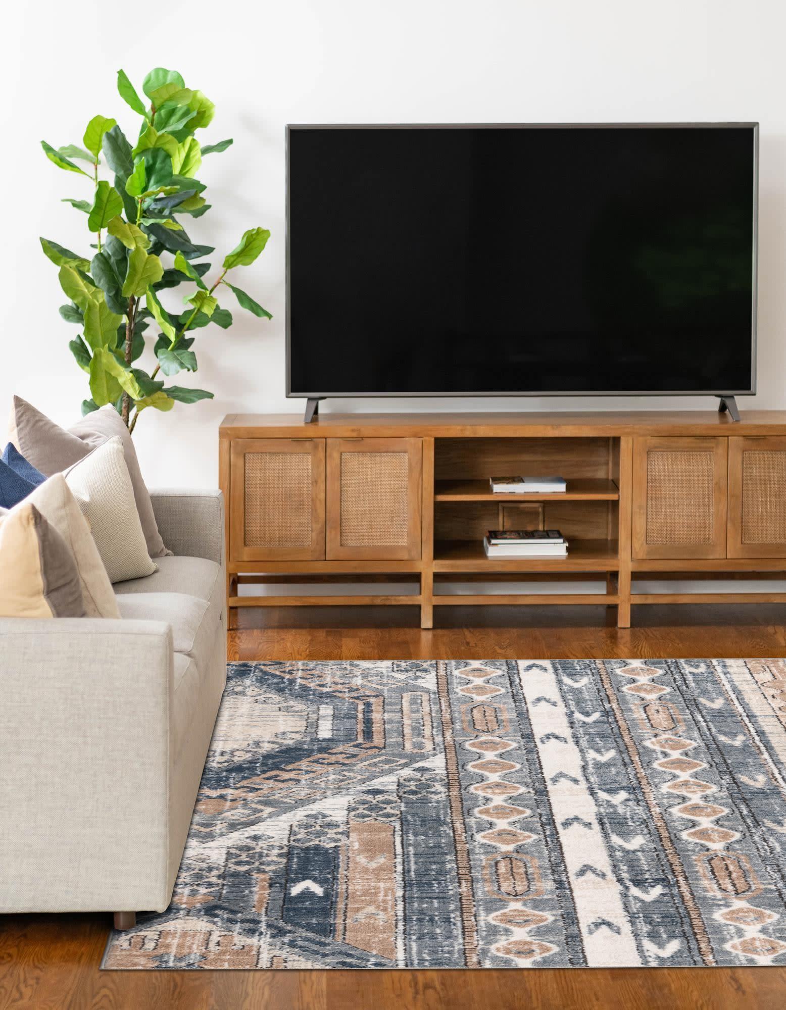 Unique Loom Portland Collection Area Rug - Orford (10'  x 14' 1" Rectangle Navy Blue/Blue)