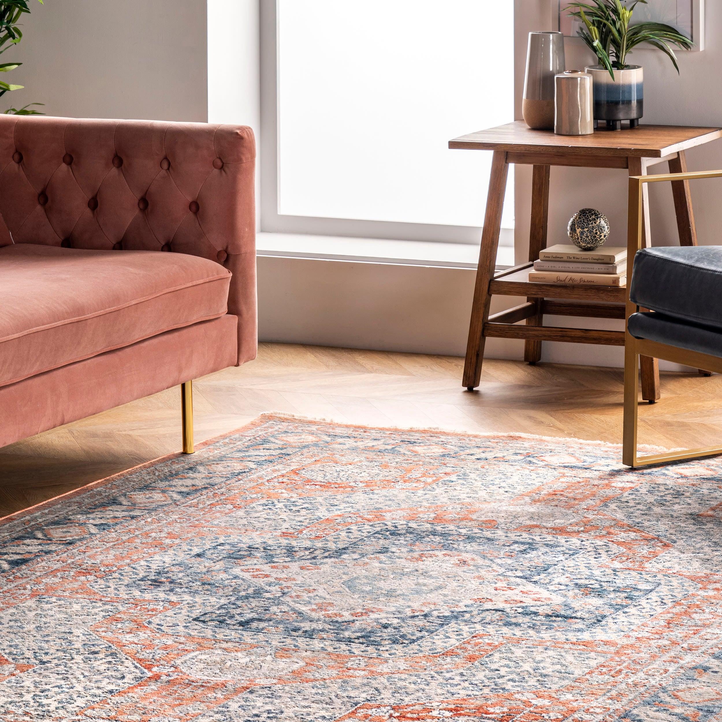 5'3"x7'3" Westlyn Faded Medallion Area Rug Rust - nuLOOM: Classic Low Pile Indoor Rectangle, Polypropylene, Cotton Backing