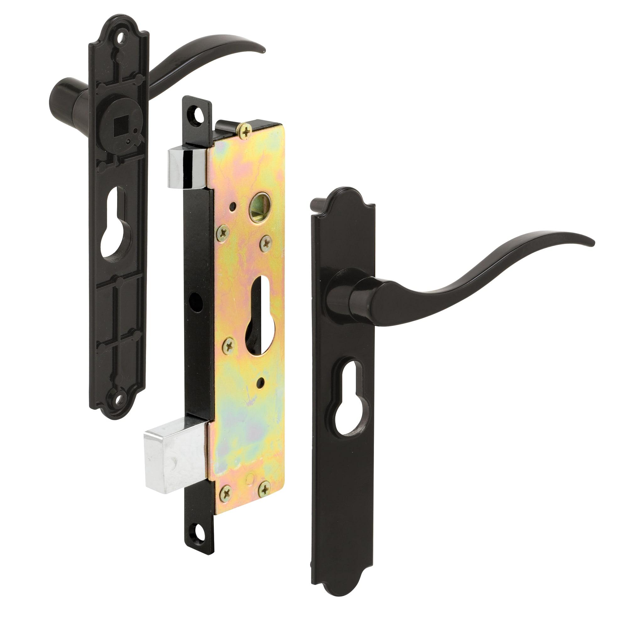 Prime-Line Security Screen or Storm Door Lever Set, Contemporary, Black Finish, Keyed Single Locking Cylinder (1 Set)