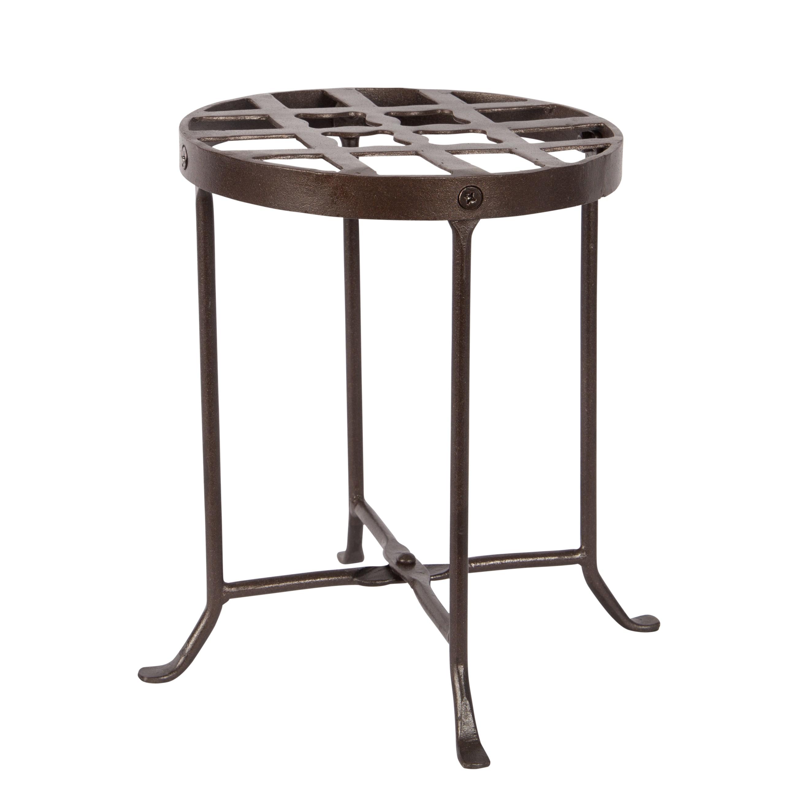 Small Round Iron Table Flowers Plant Stand - ACHLA Designs: Contemporary Freestanding Outdoor Holder, No Assembly Required