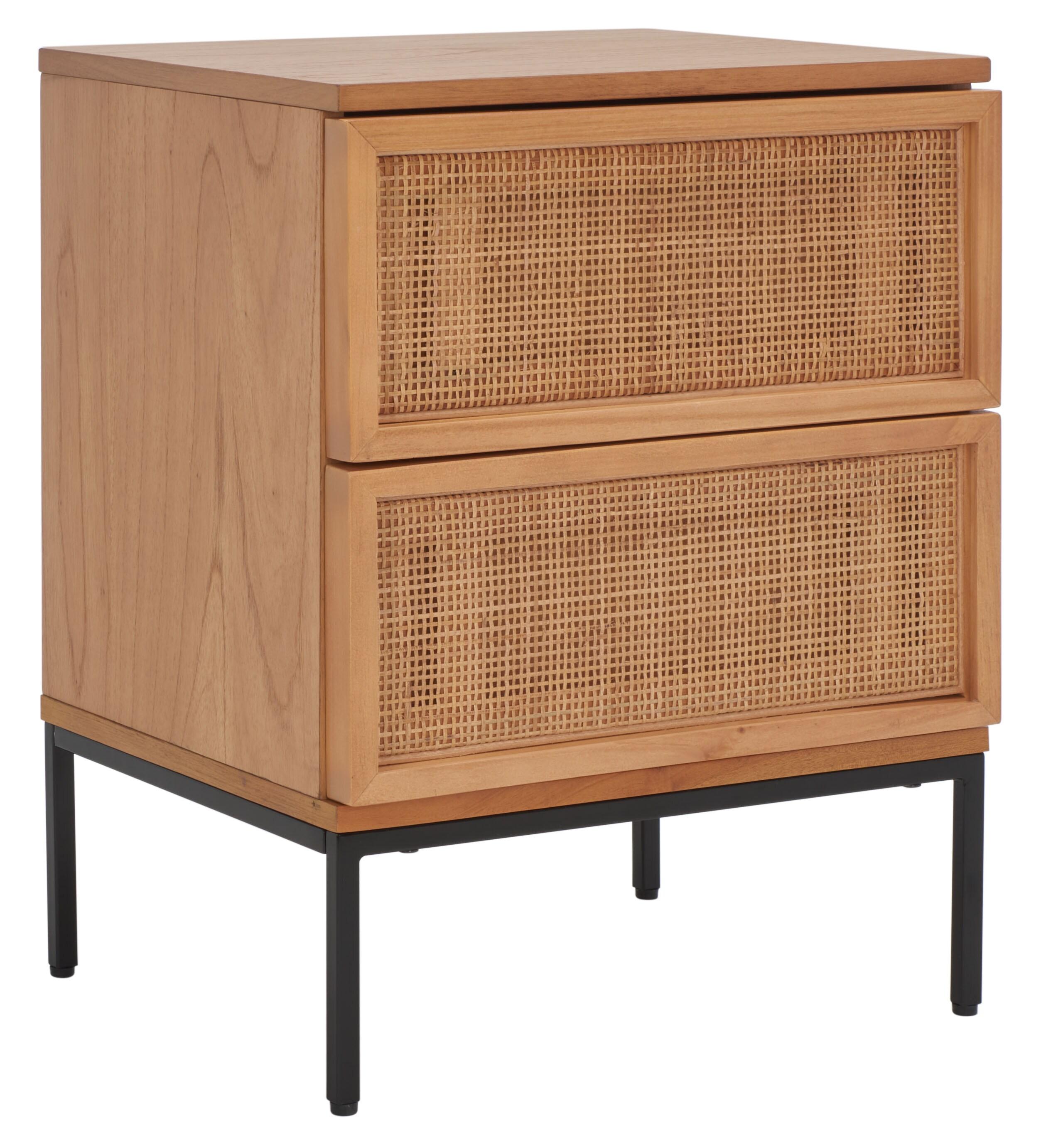 Zadie 2 Drawer Rattan Nightstand - NST5007 - Natural/Black - Safavieh