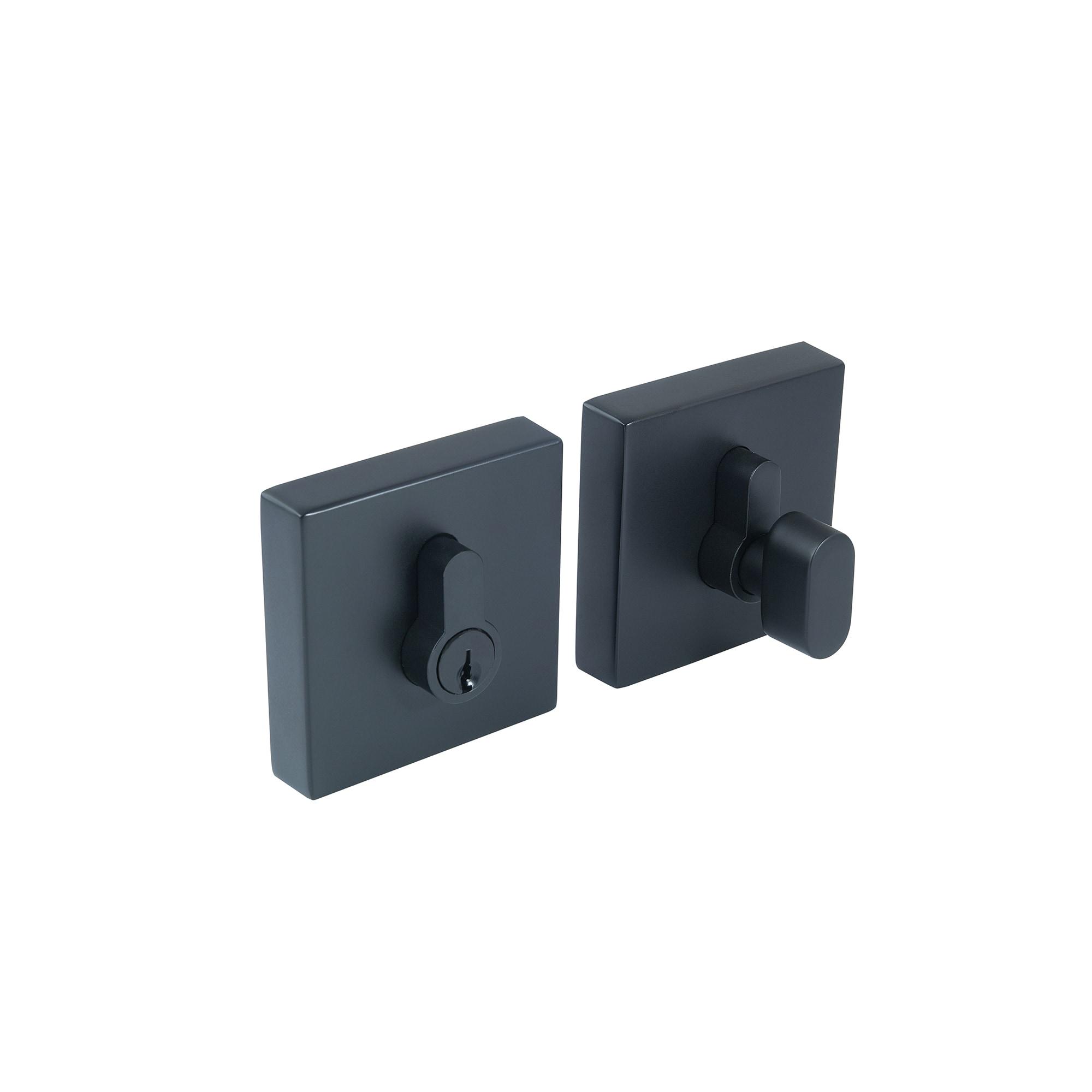 Design House 595702 Emblem Contemporary Square Single Cylinder Deadbolt Matte Black