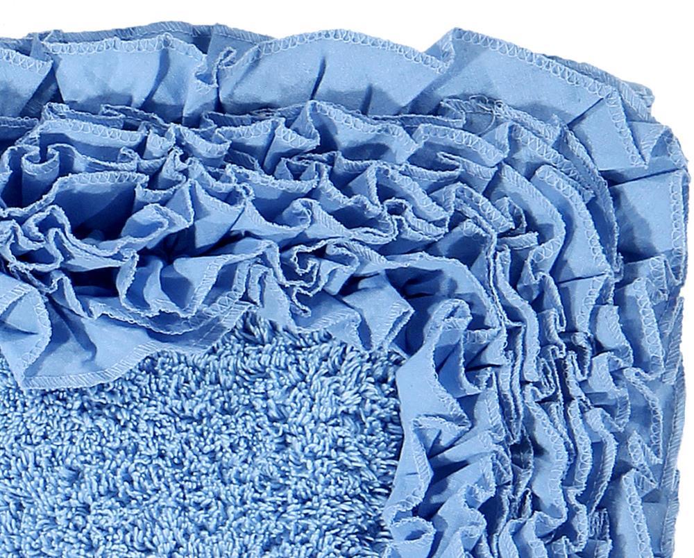 24"x40" Shaggy Border Collection Bath Rug Blue - Better Trends: Cotton Tufted, Machine Washable, No Backing