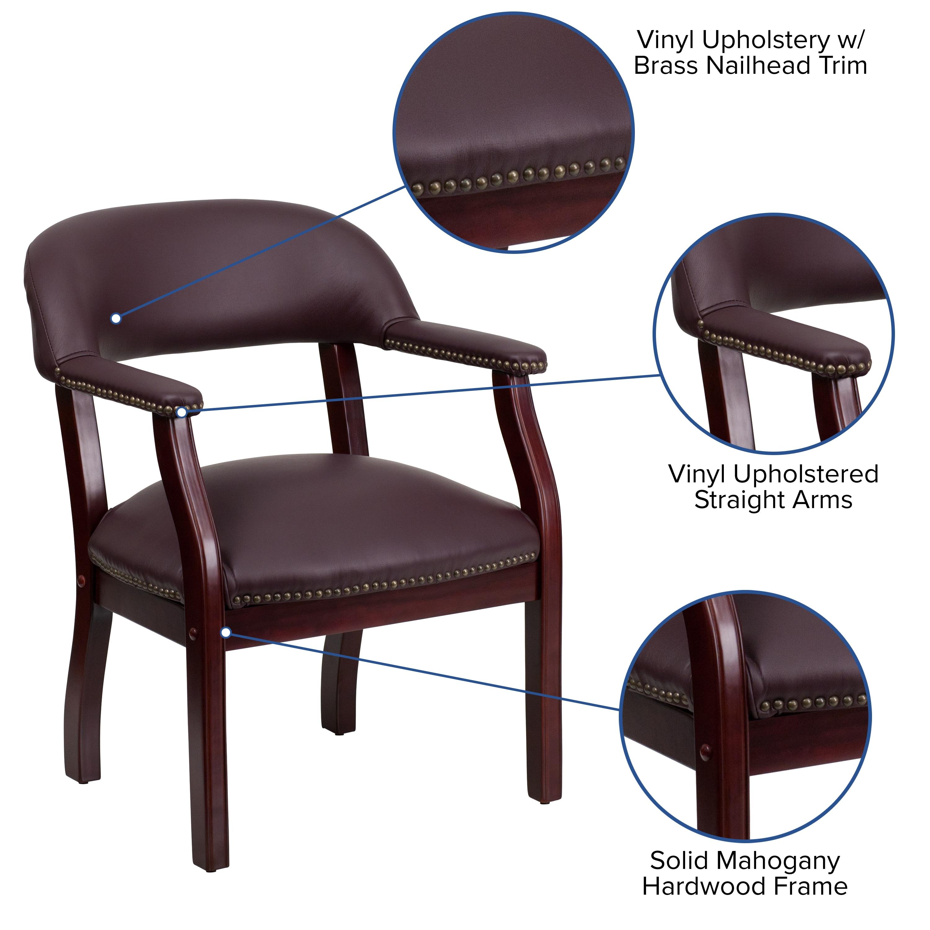 Leather Seat Waiting Room Chair with Wood Frame