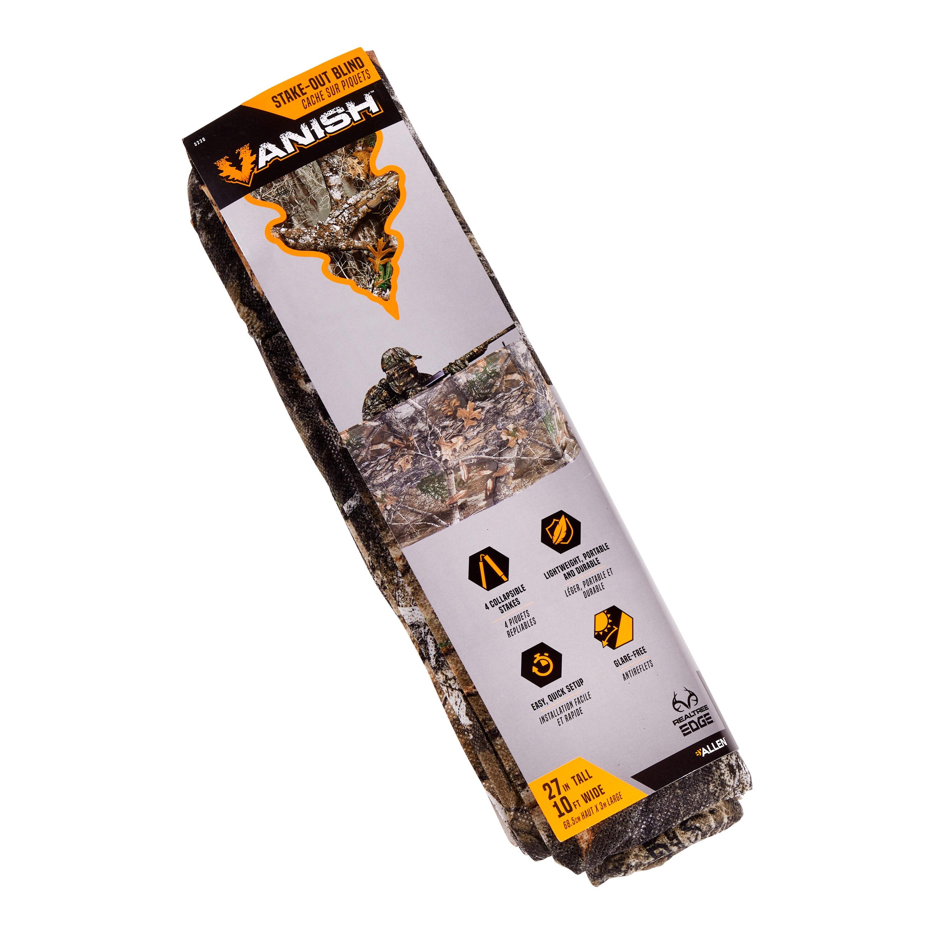 Allen Company Portable Ground Blind for Turkey and Deer Hunting - Outdoor Shooting Gear - Comes with Stakes for Easy Set Up - Realtree Edge Camo - 10" L x 27" H