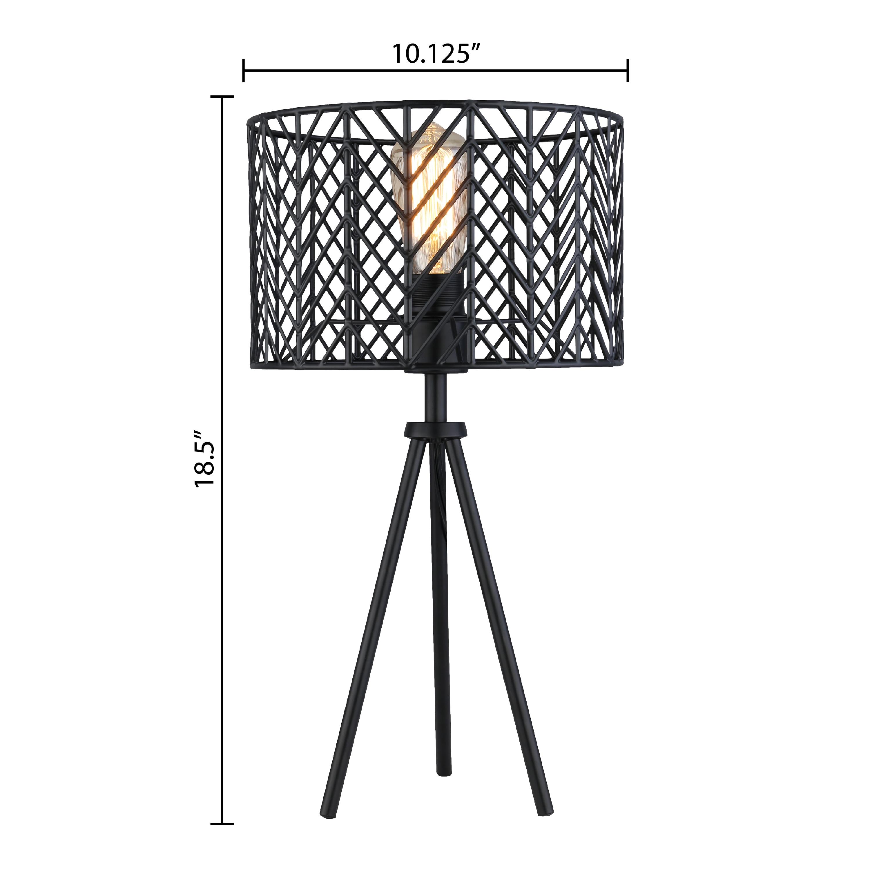 18.5" Ingrid Cage Shade Metal Tripod Table Lamp Black - River of Goods: Modern Accent for Living Room, Inline Switch